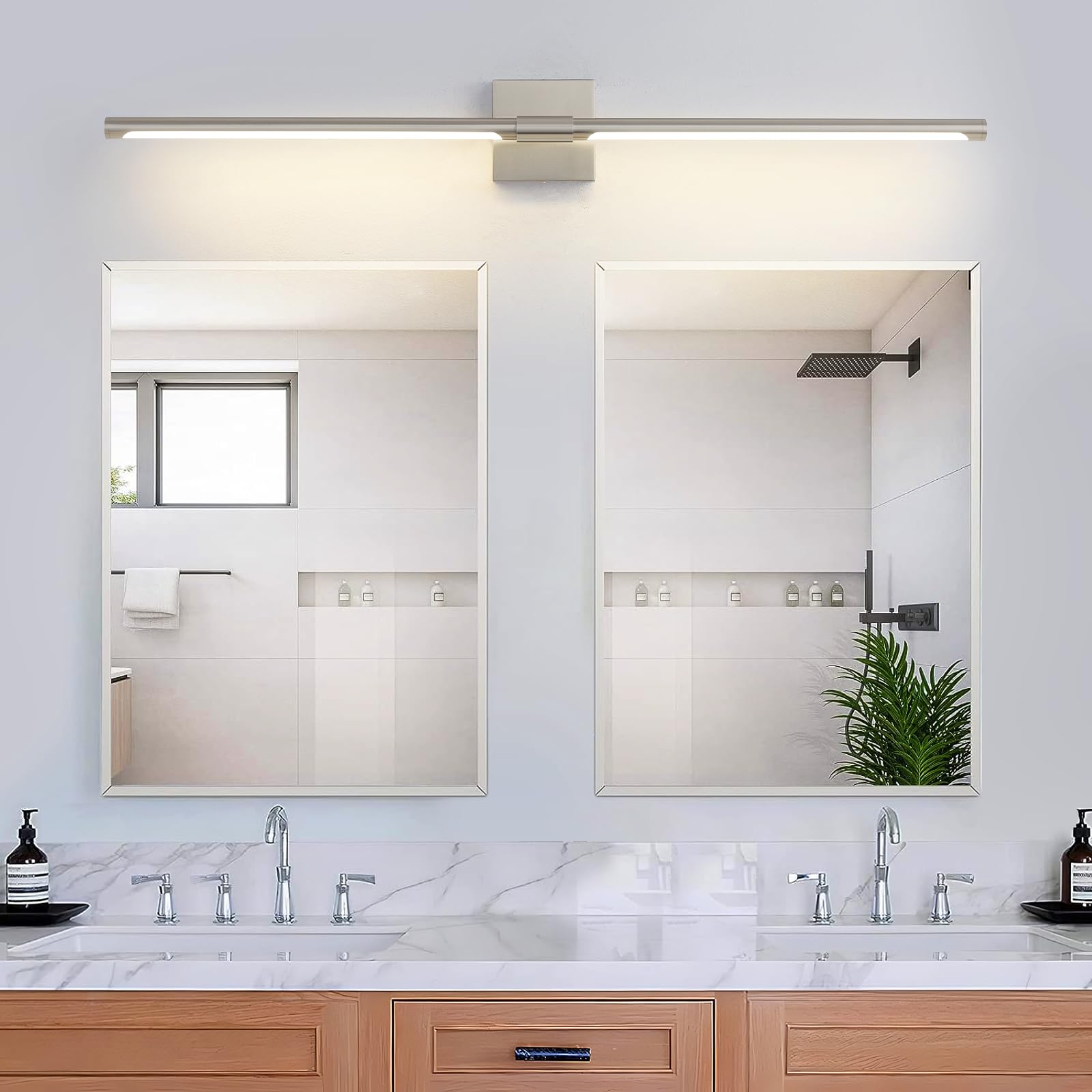 Faziyo Sand Nickel 40 Inch Vanity Light For Bathroom Over Mirror Led Vanity Lights Fixtures 4000K Morden Bathroom Sconce Picture