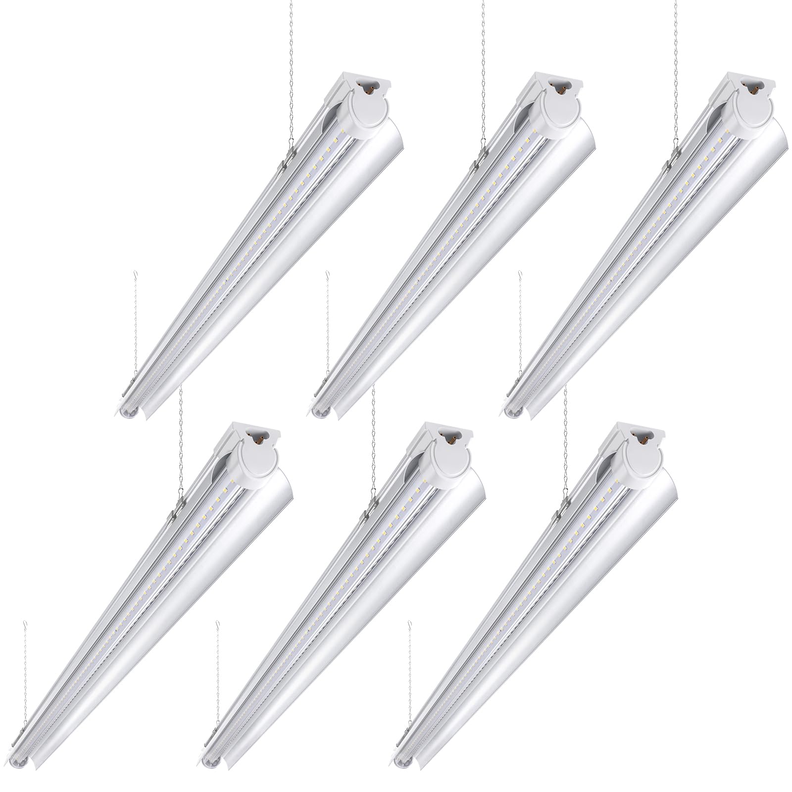 Barrina LED Shop Light 4FT, 40W 5500LM 6500K, Clear Cover Hanging led Light Fixture, Linkable LED Tube Lights, V Shape LED Ceili