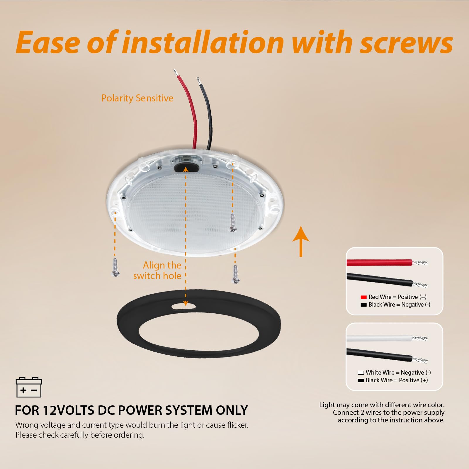 Dream Lighting 12Volt Rv Interior Led Ceiling Light With Switch Soft White Lighting 4000K  320Lumens 5 Inch