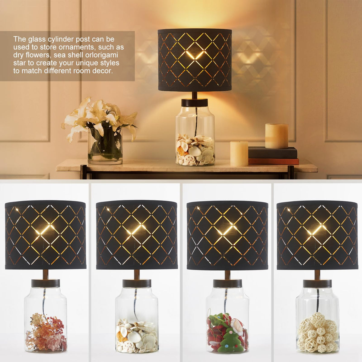 Gyrovu Fillable Table Lamp, Lamp With Clear Glass Fillable Modern Tabl ...