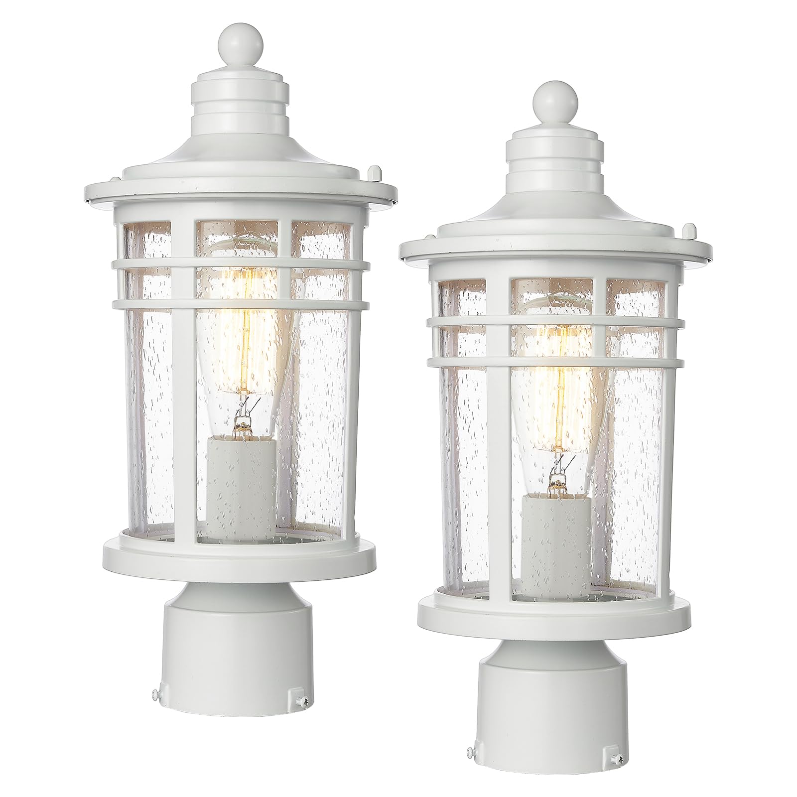 Darkaway Outdoor Post Lights, Waterproof Aluminum Lamp Posts, 2 Pack, Medium Size, White, Model 6X20P-2PK WH