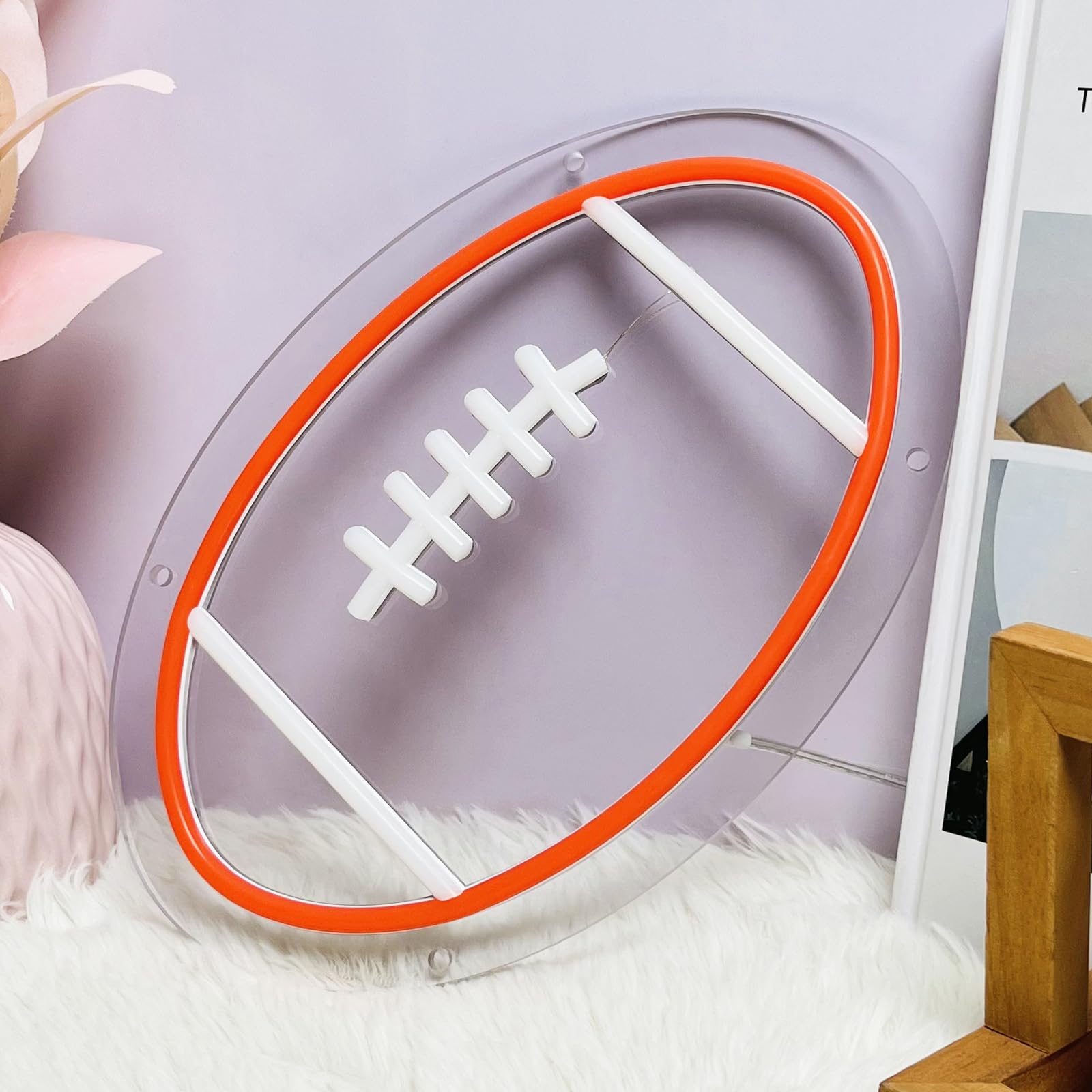 Mupanvid Football Neon Sign  9.84?9.84 Inch Football Led Neon Light  Powered By Usb With Dimmable Switch  Sport Led Sign For Wall Decor  Bedroom Birthday Signs Kids Gift