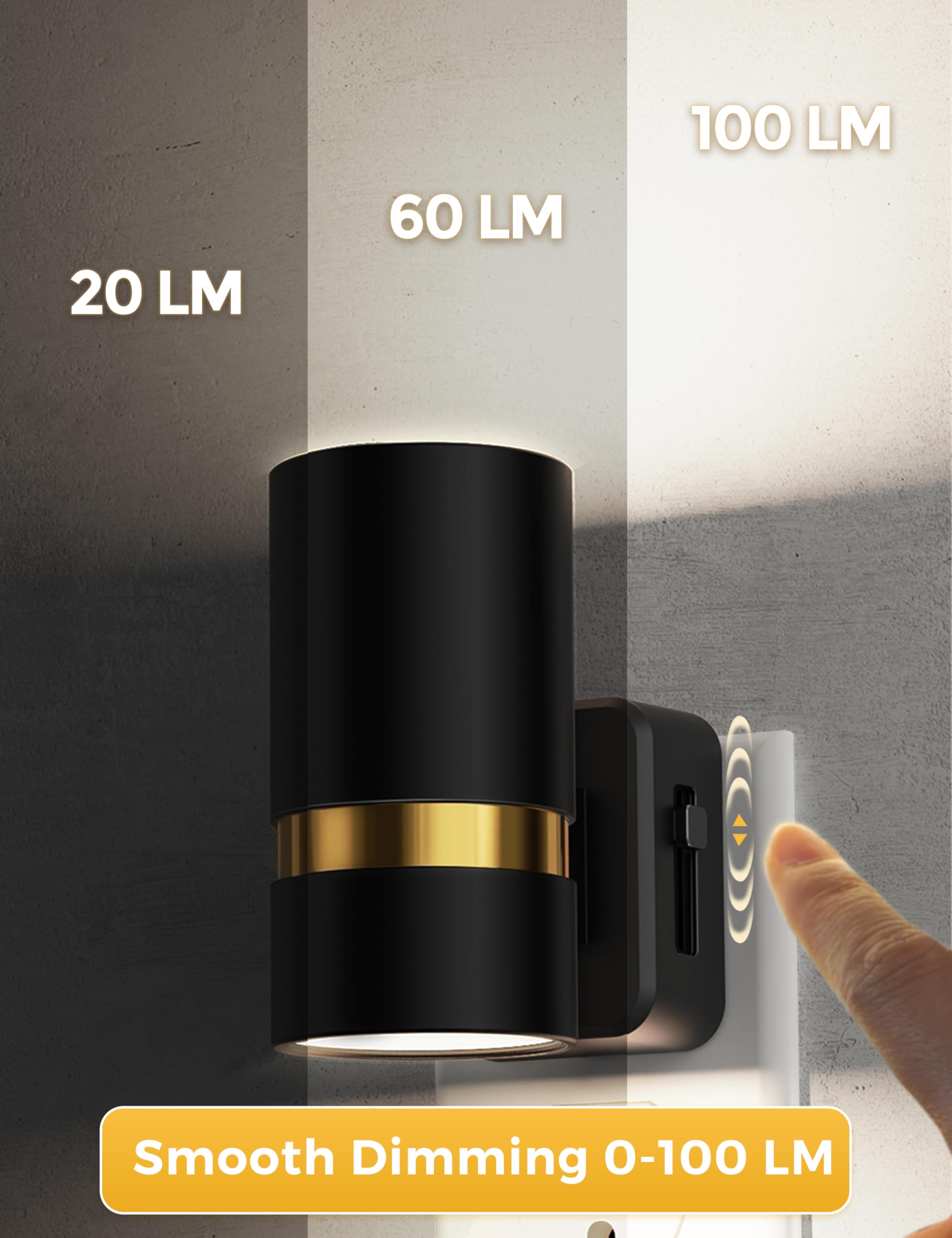 L Lohas Led Night Lights Plug Into Wall, Plug In Night Light, Light Sensor, Daylight White 5000K, Dimmable Night Light, 0-100Lm,