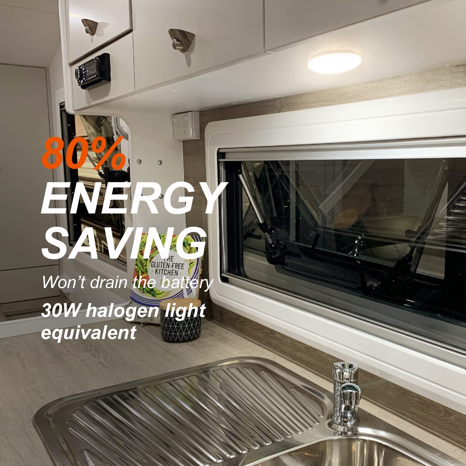 Dream Lighting Rv 12Volt Led Ceiling Lights Interior Trailer Boat Dome Light With Switch 4000K Pure White Lighting 5.4W 4.5Inch
