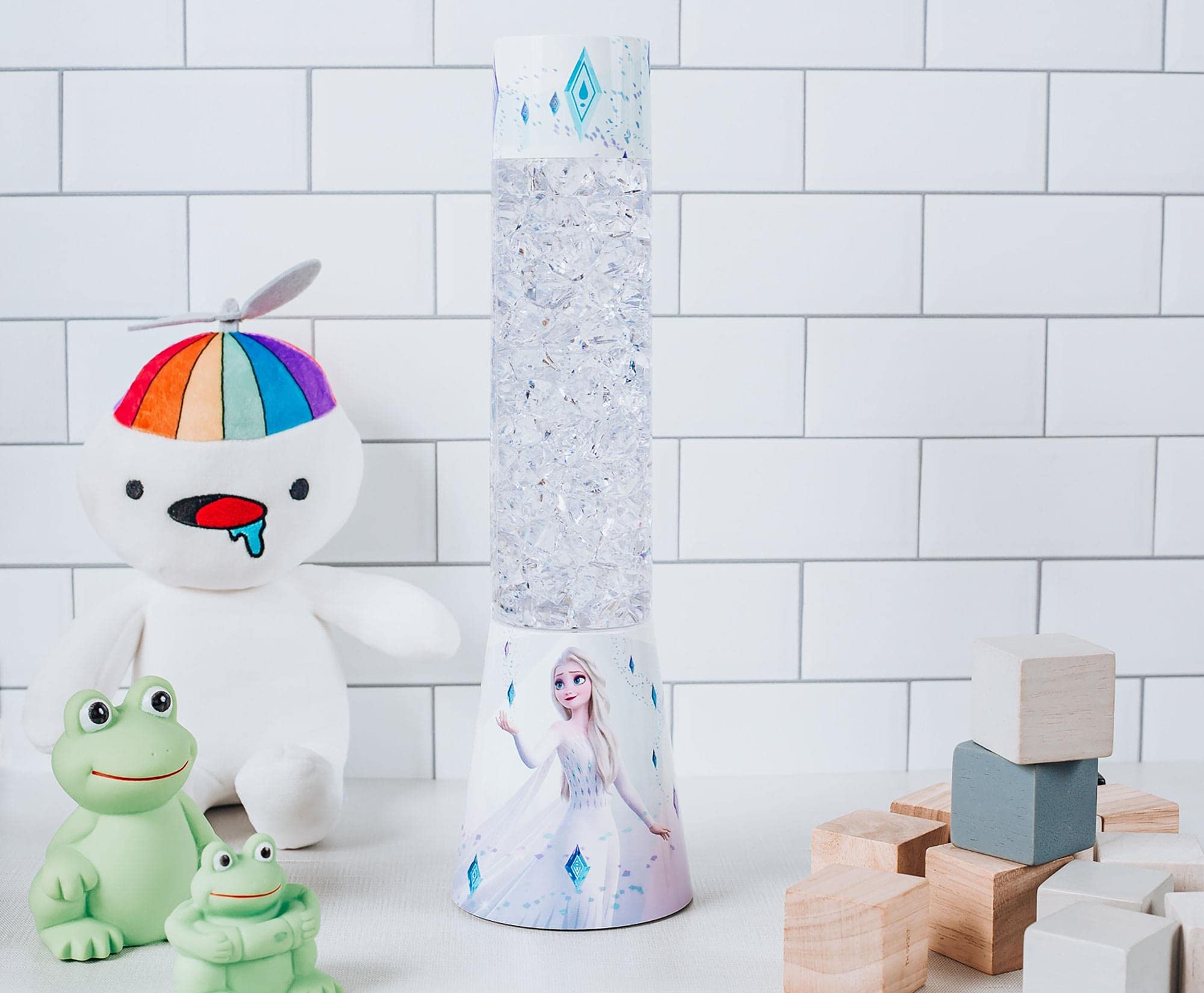 Ukonic Disney Frozen 2 Elsa Glitter Lamp - LED Bedside Table Light, 12" Tall, Cast Metal & Crystal, Frozen Elsa Color, Model 66661a01