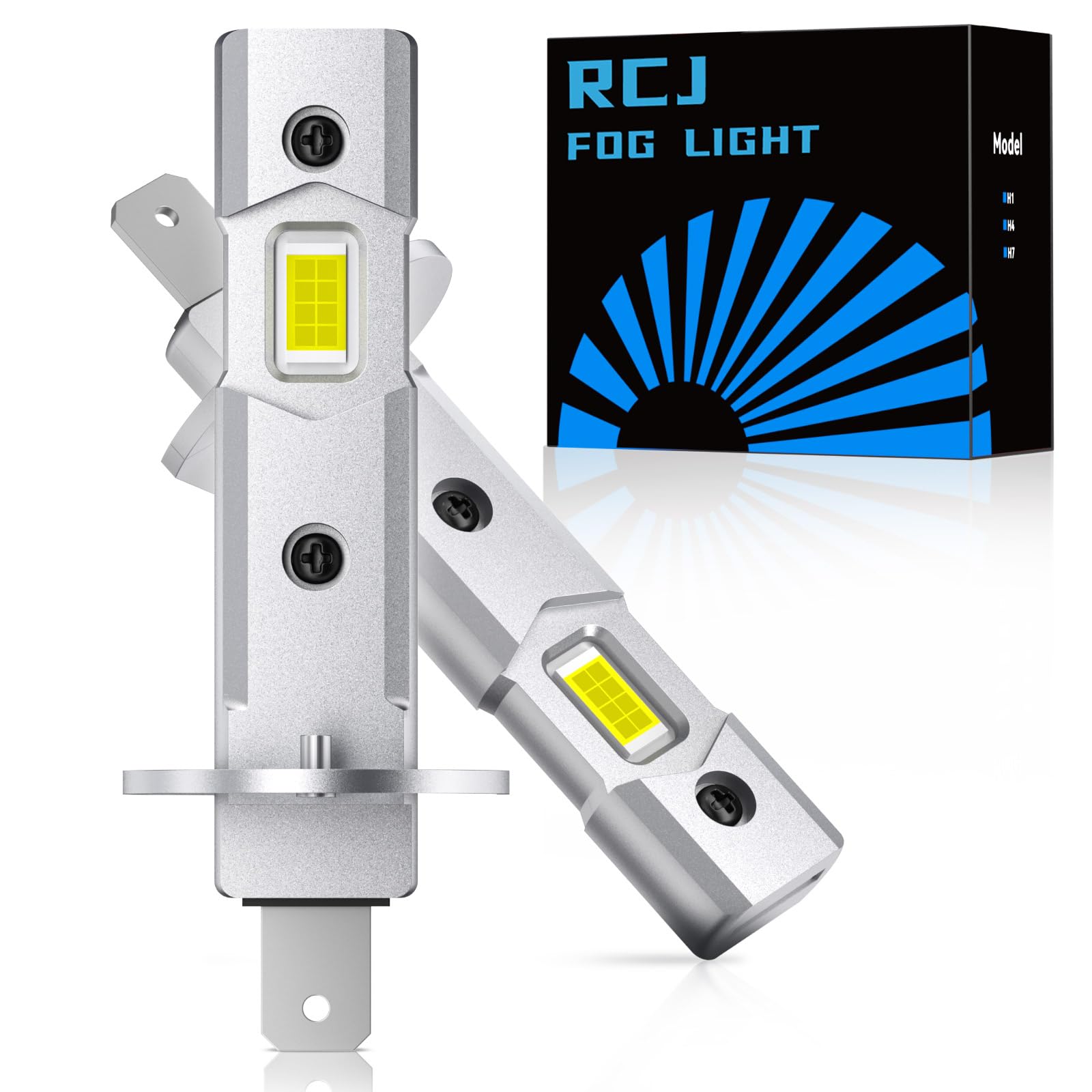 RCJ H1 LED Bulbs, 16000LM 6000K Cool White, Mini Size H1, Aluminum, Pack of 2