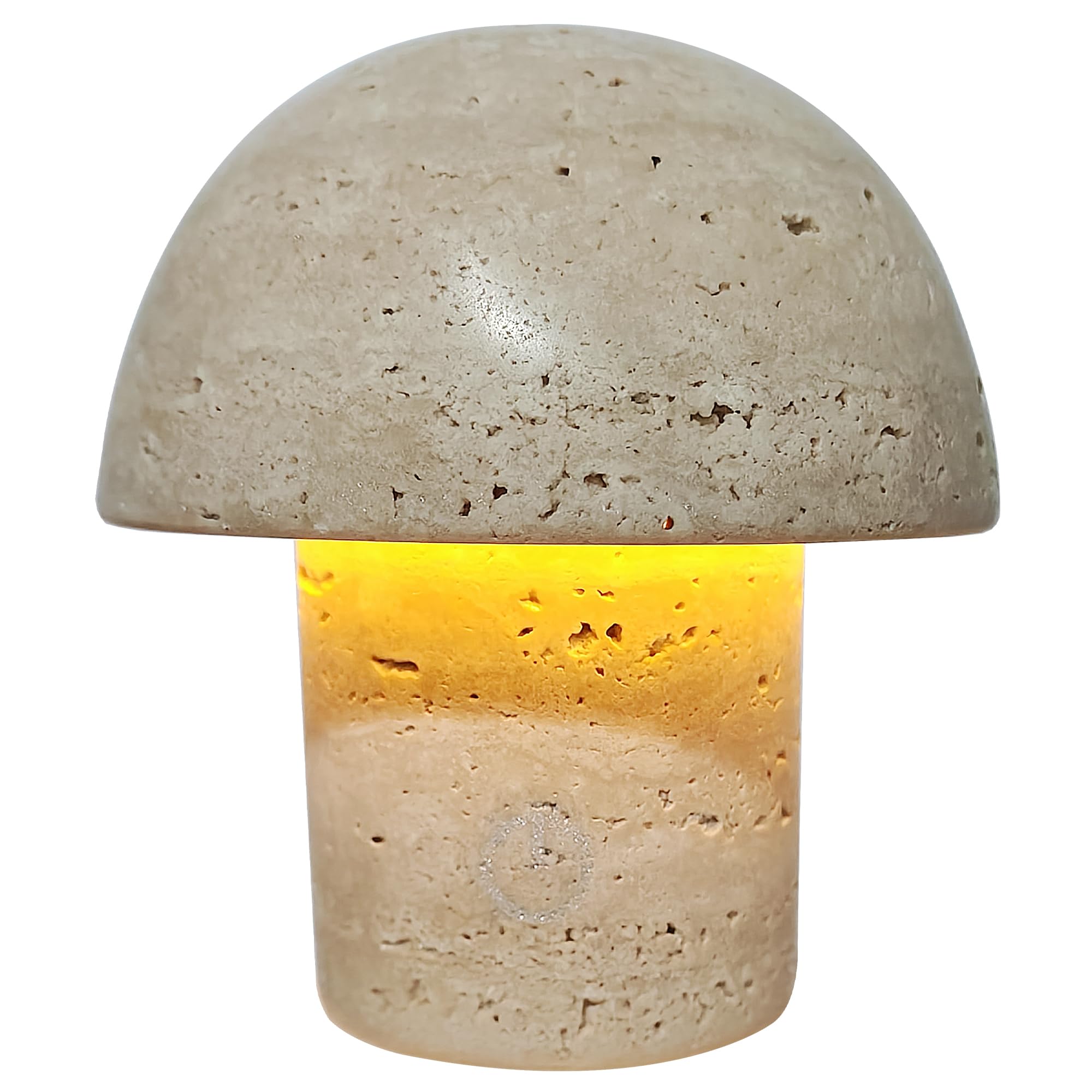 Natural Stone Mushroom Lamp - Handcrafted Travertine Night Light  Rechargeable with Type-C  Dimmable LED Accent Light for Bedroom & Living Room