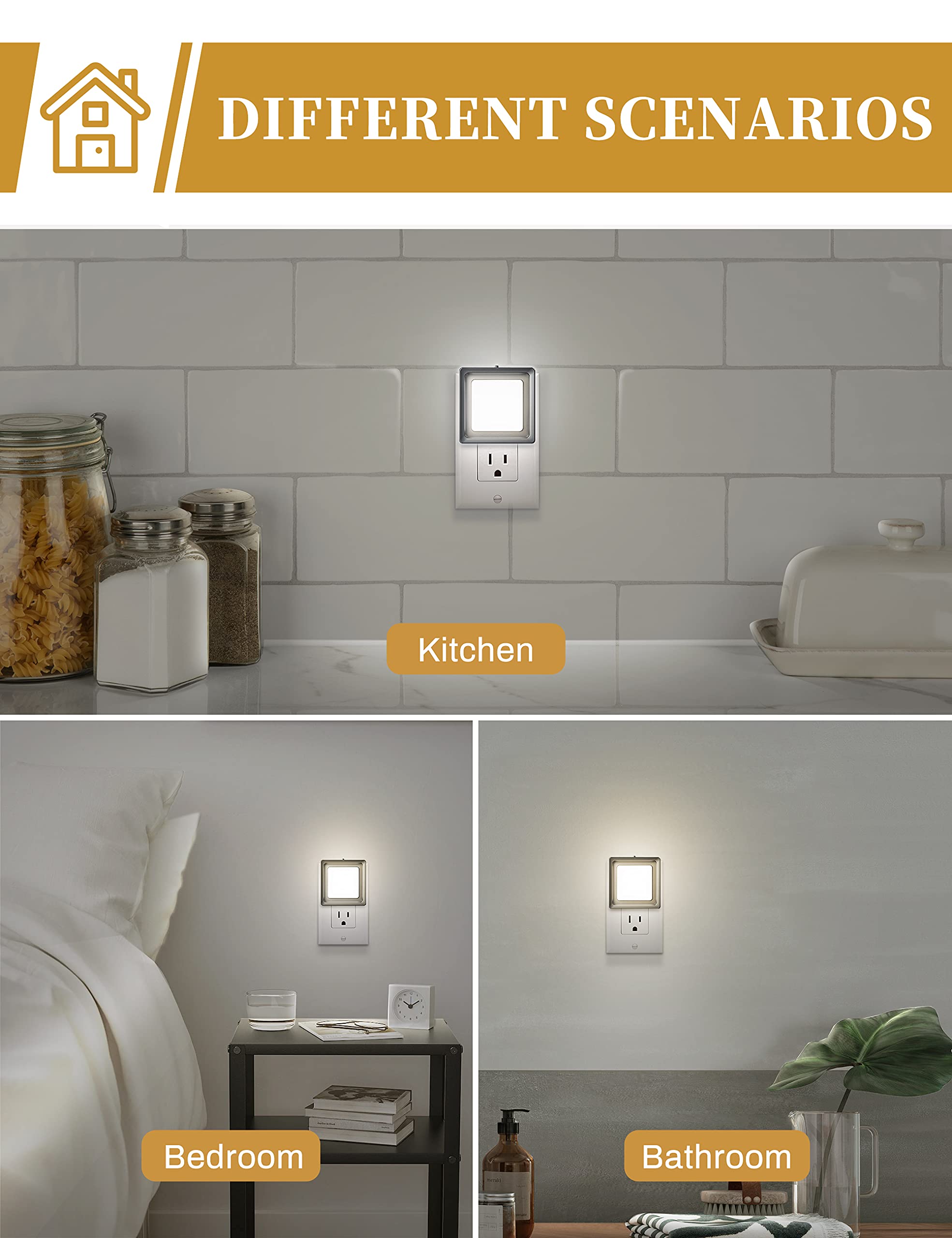 Doresshop Night Light [2 Pack], Led Night Light With Dusk To Dawn Sensor, Night Lights Plug Into Wall, Adjustable Brightness Nig