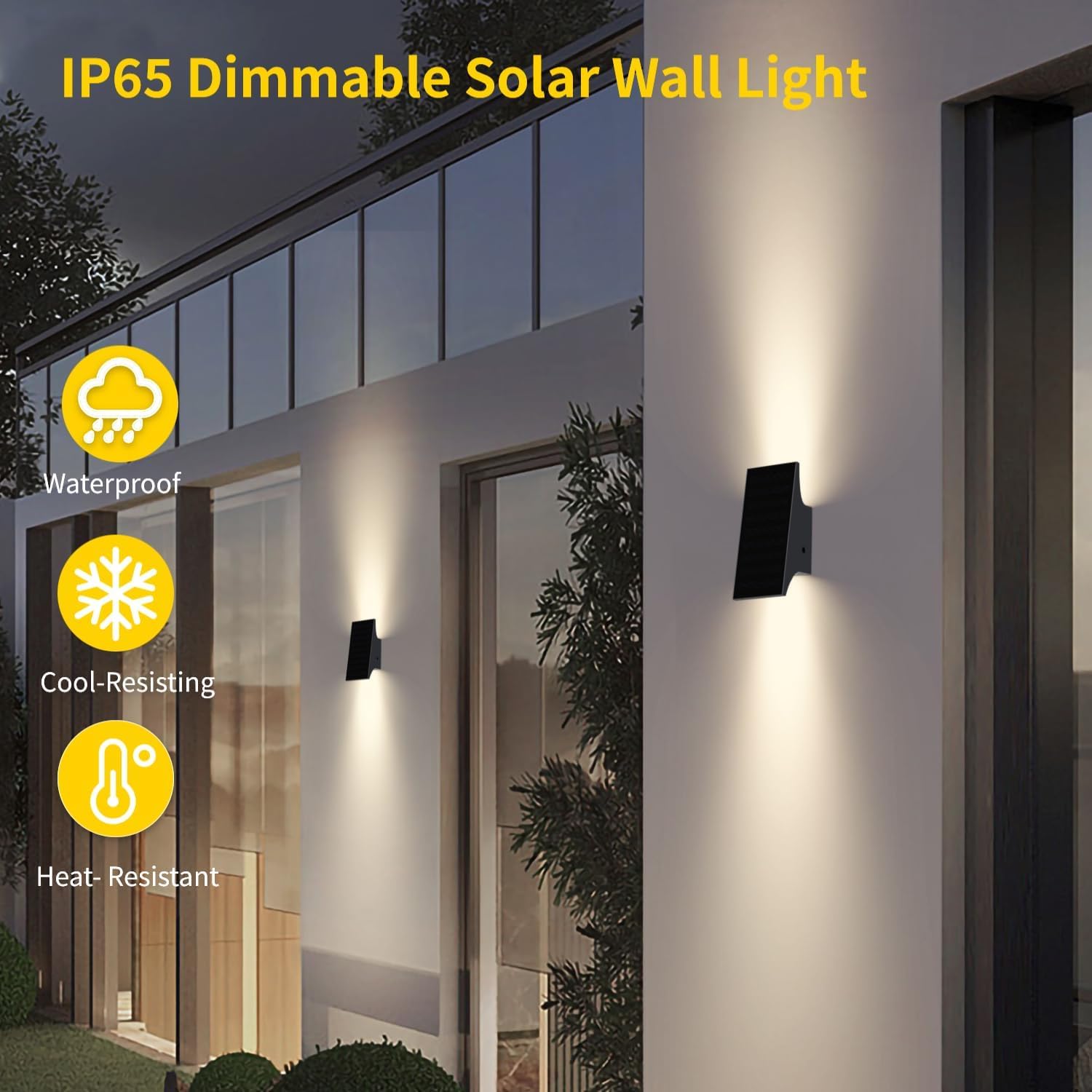 SOTTLOT Solar Wall Lights - 3000K 700LM Dimmable Outdoor Sconce, IP65 Waterproof, 1pcs, Model ESL-83