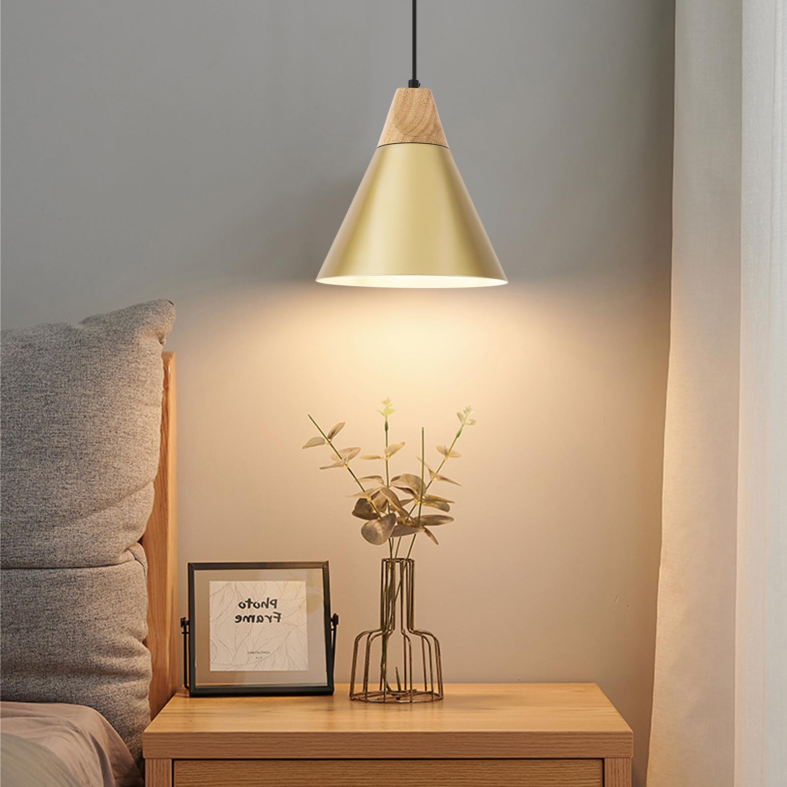 Sesiment Farmhouse Pendant Light 2 Packs 9.4Inches- Gold Pendant Lighting  Industrial Pendant Light  Kitchen Pendant Lights For Office  Bedroom  Living Room  Kitchen Island