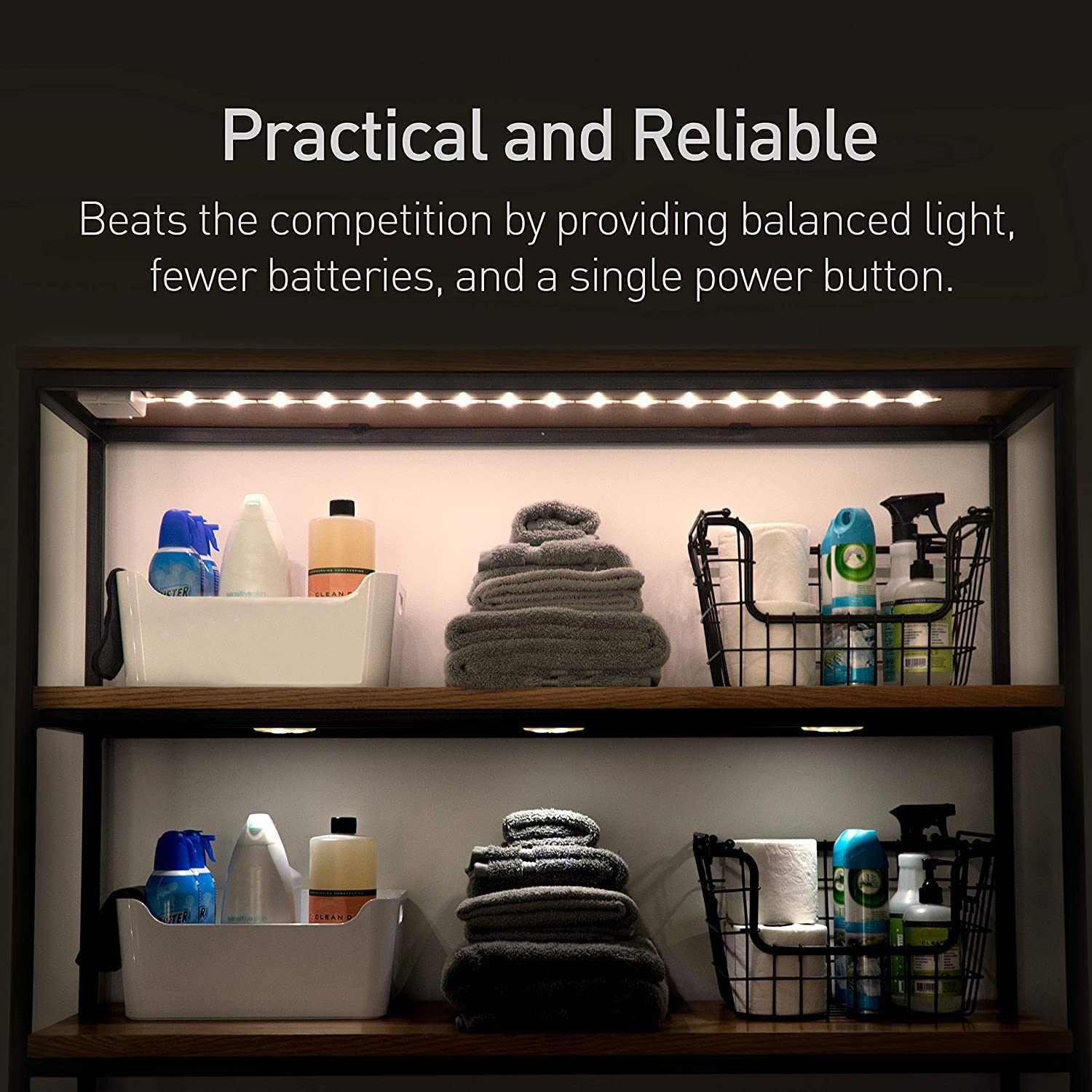 Power Practical Luminoodle Under Cabinet Lighting, 3-Pack, Warm White (2700K), Click LED Light Strip for Cabinets & Shelves