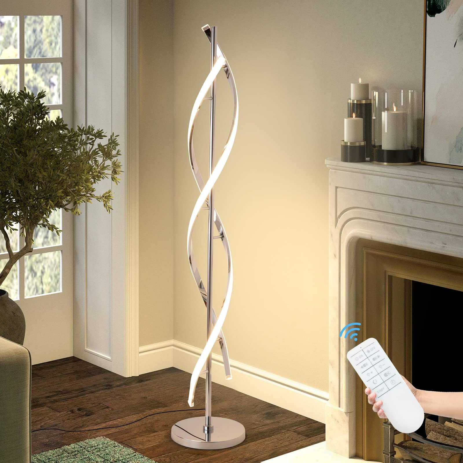 Eidearay Led Modern Floor Lamp For Living Room, 40W 3 Colors Stepless Dimmable And Color-Changing Bright Floor Standing Lamp,60'