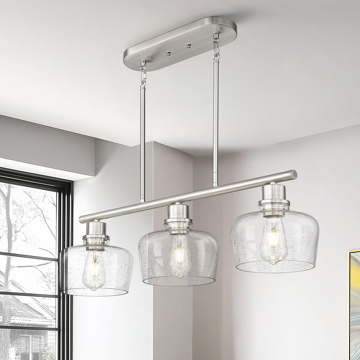 Emak Icon Emak 32 Inch Dining Room Light Fixtures Over Table, Brushed Nickel ...