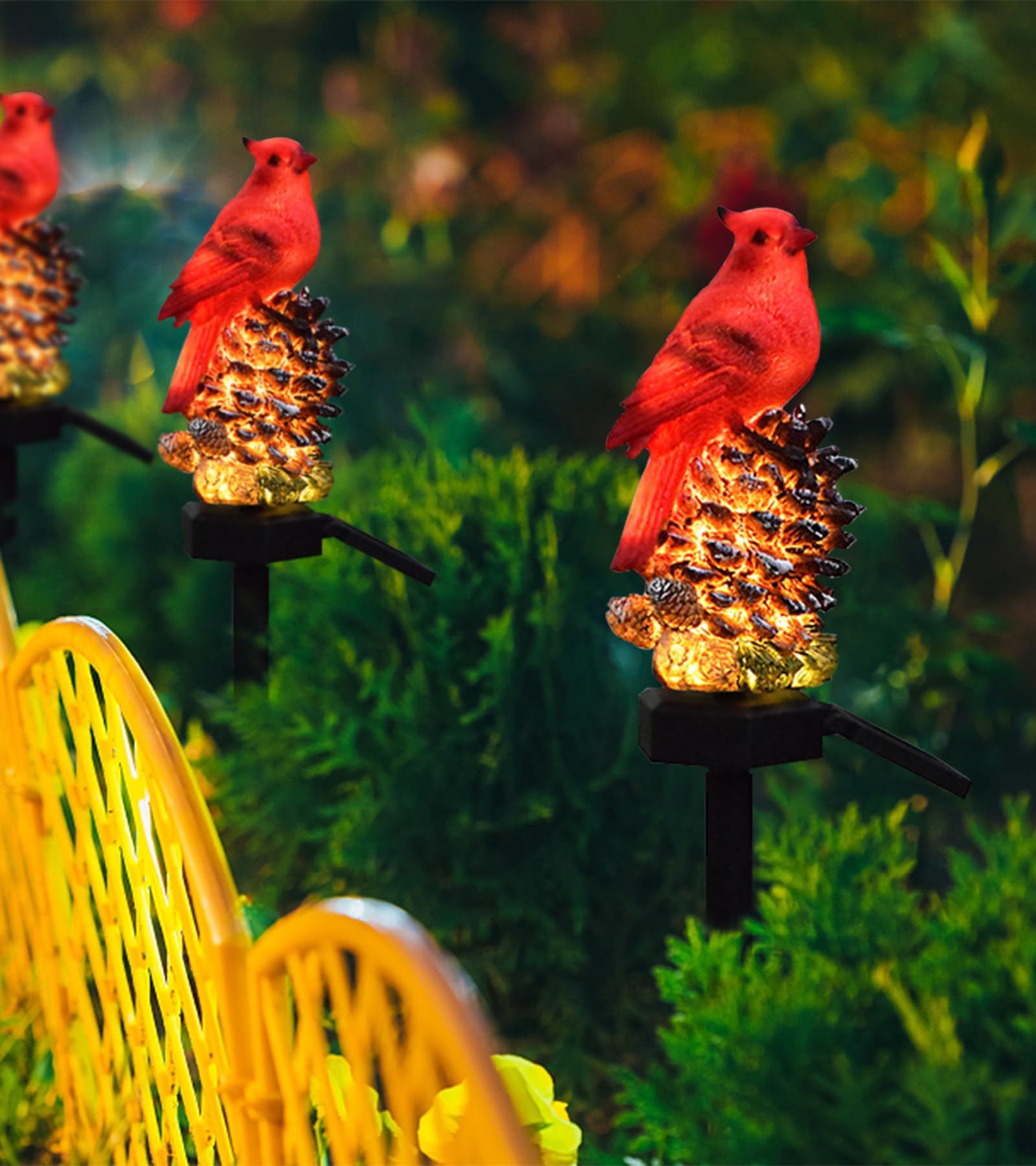 Laiamer Cardinal Decor Cardinal Gifts, Cardinal Solar Garden Decor Waterproof Red Bird Figurine Solar Stake Lights For Outside O