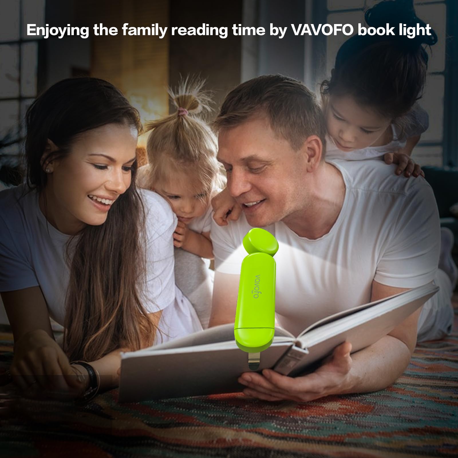 Vavofo Usb Rechargeable Book Light, Blue Light Blocking, Amber Light Clip On Bookmark Shaped Reading Light, Eye Care 6 Leds Book Light For Bookworms Reading In Bed With 9 Lighting Modes (Neon Green)