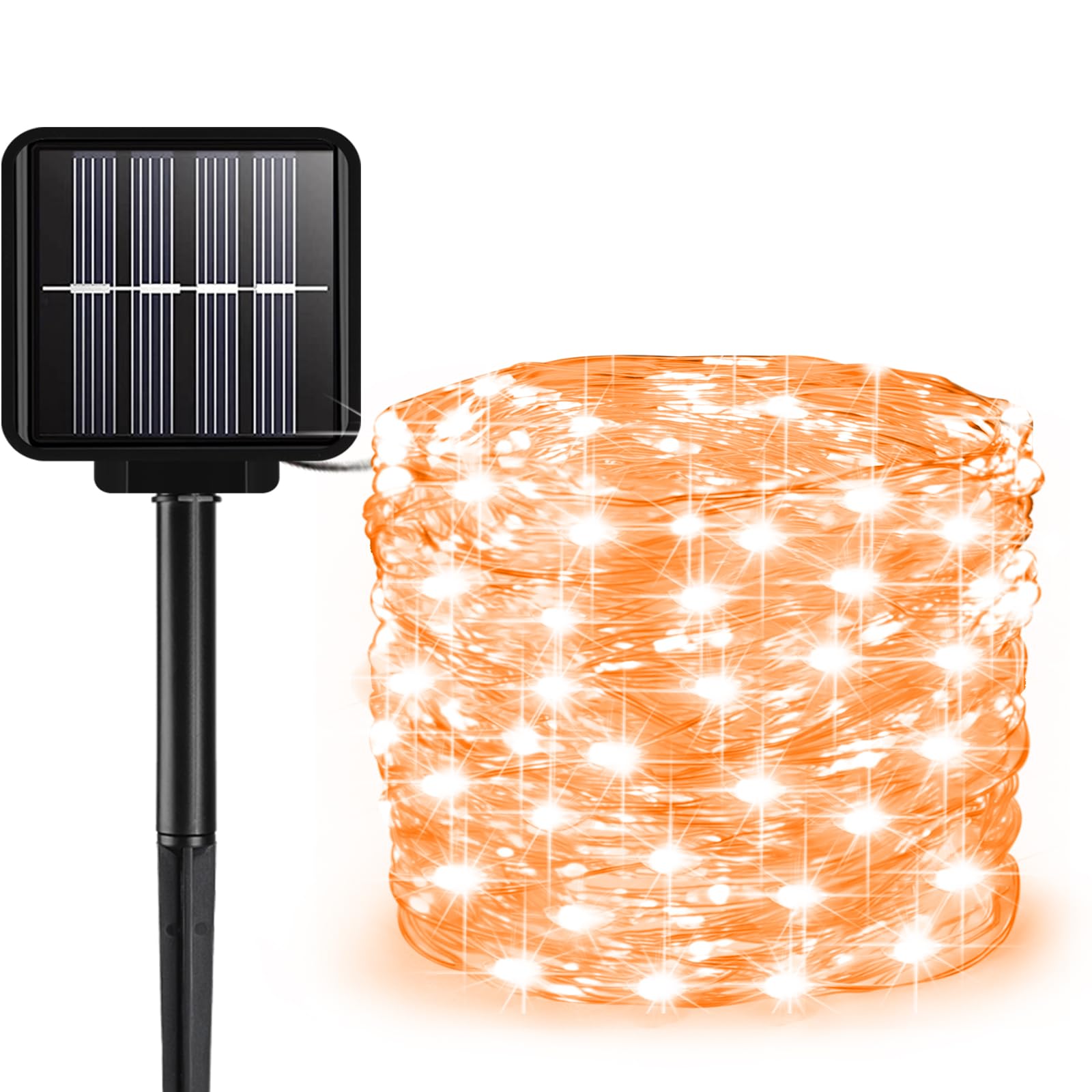 Solar String Lights Outdoor  33 Feet 100 Leds 8 Modes Solar Fairy Lights For Outside  Waterproof Outdoor Light For Patio Yard Christmas Tree Halloween Wedding Party Decorations  Orange