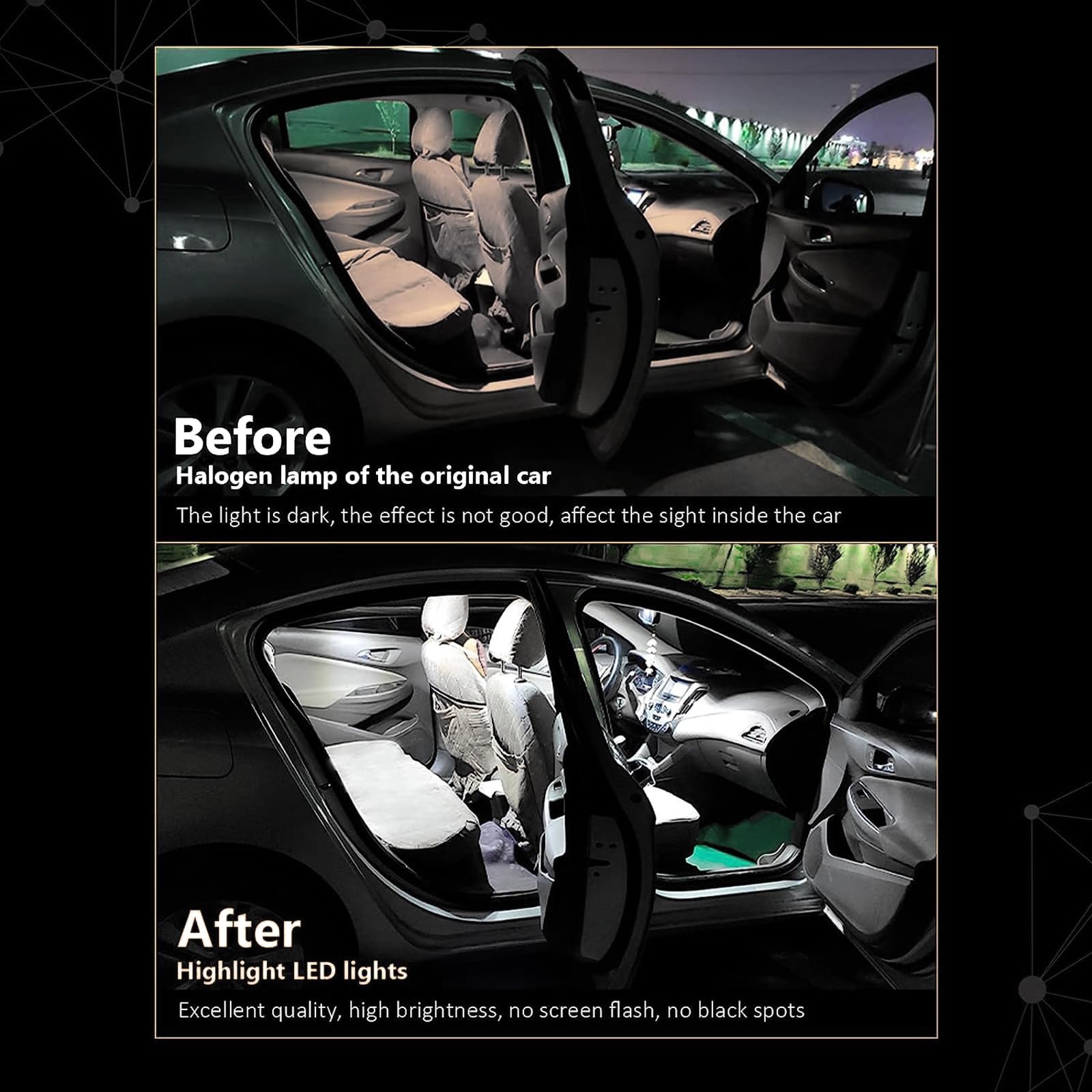 Zkfar Pack-20 Led Car Bulb Kit Set, T10 31 Mm 42 Mm Led Festoon Bulb, White 6000K License Plate Light, Suitable For Car Interior Lights, Indoor Map Dome Lights, Trunk Led Lights Replacement