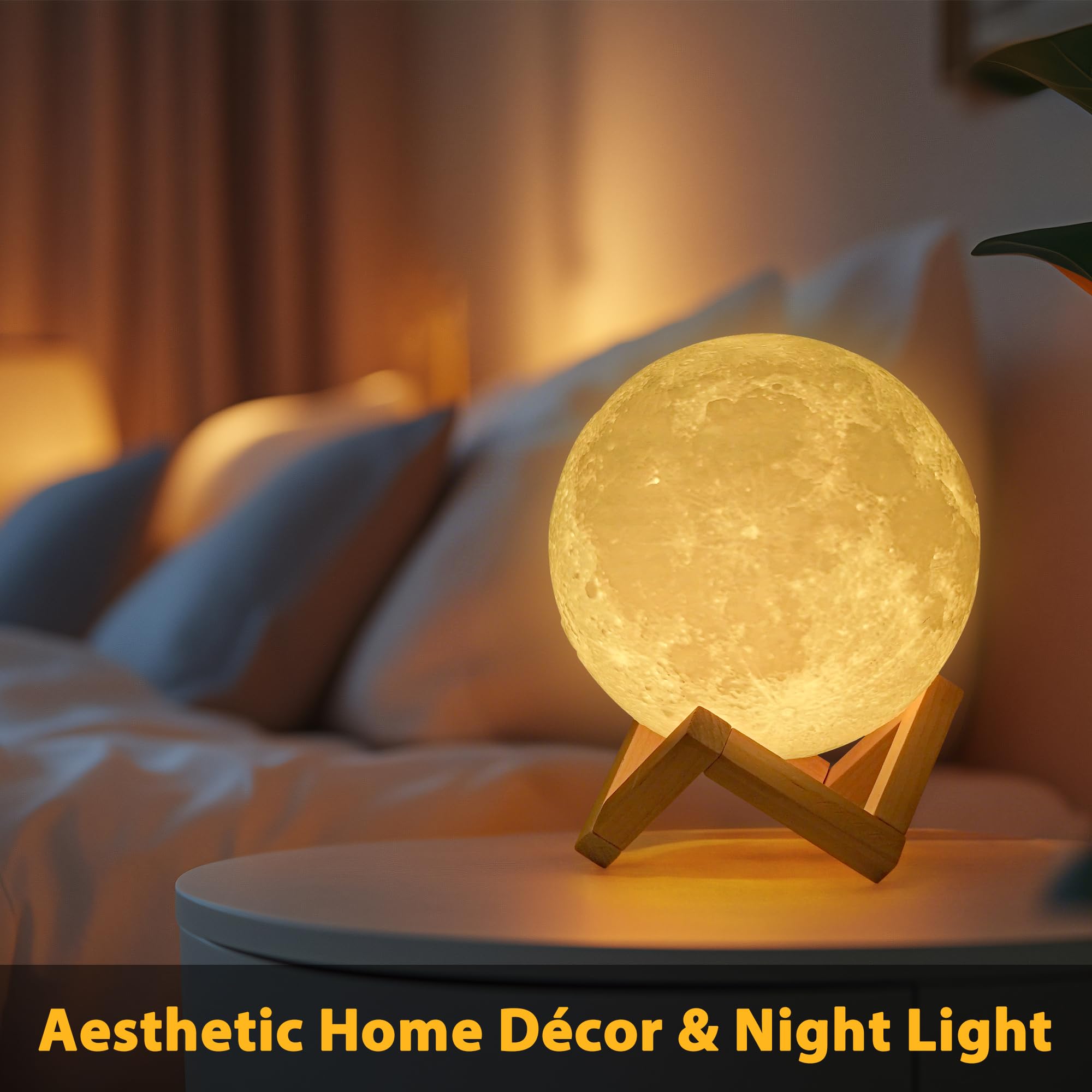 Balkwan 16 Colors Moon Lamp For Kids 3D Touch & Remote Control Night Light Led Moon Light For Kids & mature-themeds Birthday Christmas Gifts For Women Boys Girls Baby Home Decor (16 Colors  5.9 In)