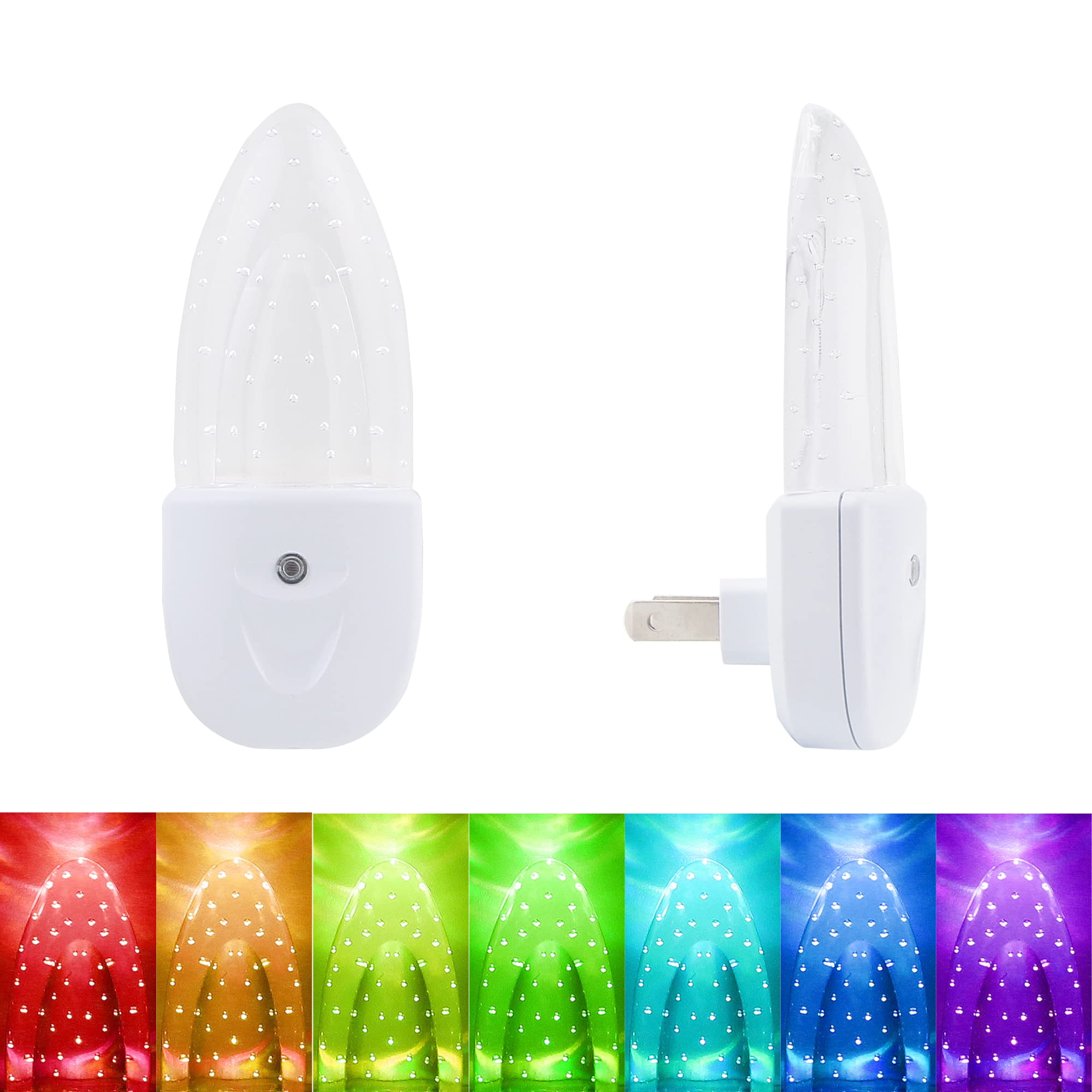 GREENIC LED Night Light 4 Pack, Multicolor, Dusk to Dawn Sensor, Rotating 8 Colors, Model GL-NL-0.5W, Plug-in for Bedroom & Kids Room