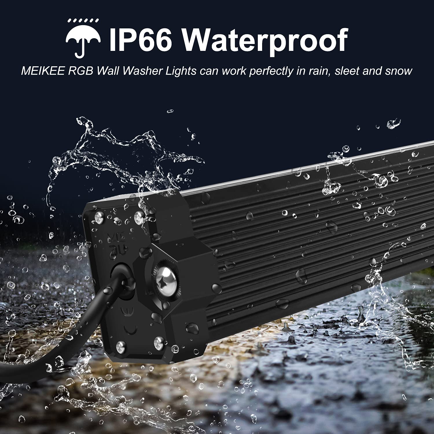 MEIKEE RGBW LED Wall Washer Light, 25W IP66 Waterproof Outdoor Lighting, Multicolor, Model RFLB025, 1 Pack
