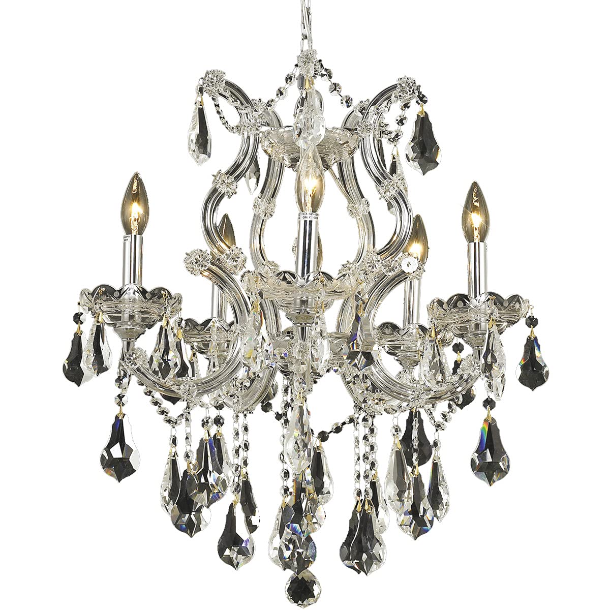 Elegant Lighting 2801D20C/Rc Royal Cut Clear Crystal Maria Theresa 6-Light, Single-Tier Crystal Chandelier, Finished In Chrome With Clear Crystals, 20&quot; X 25&quot;