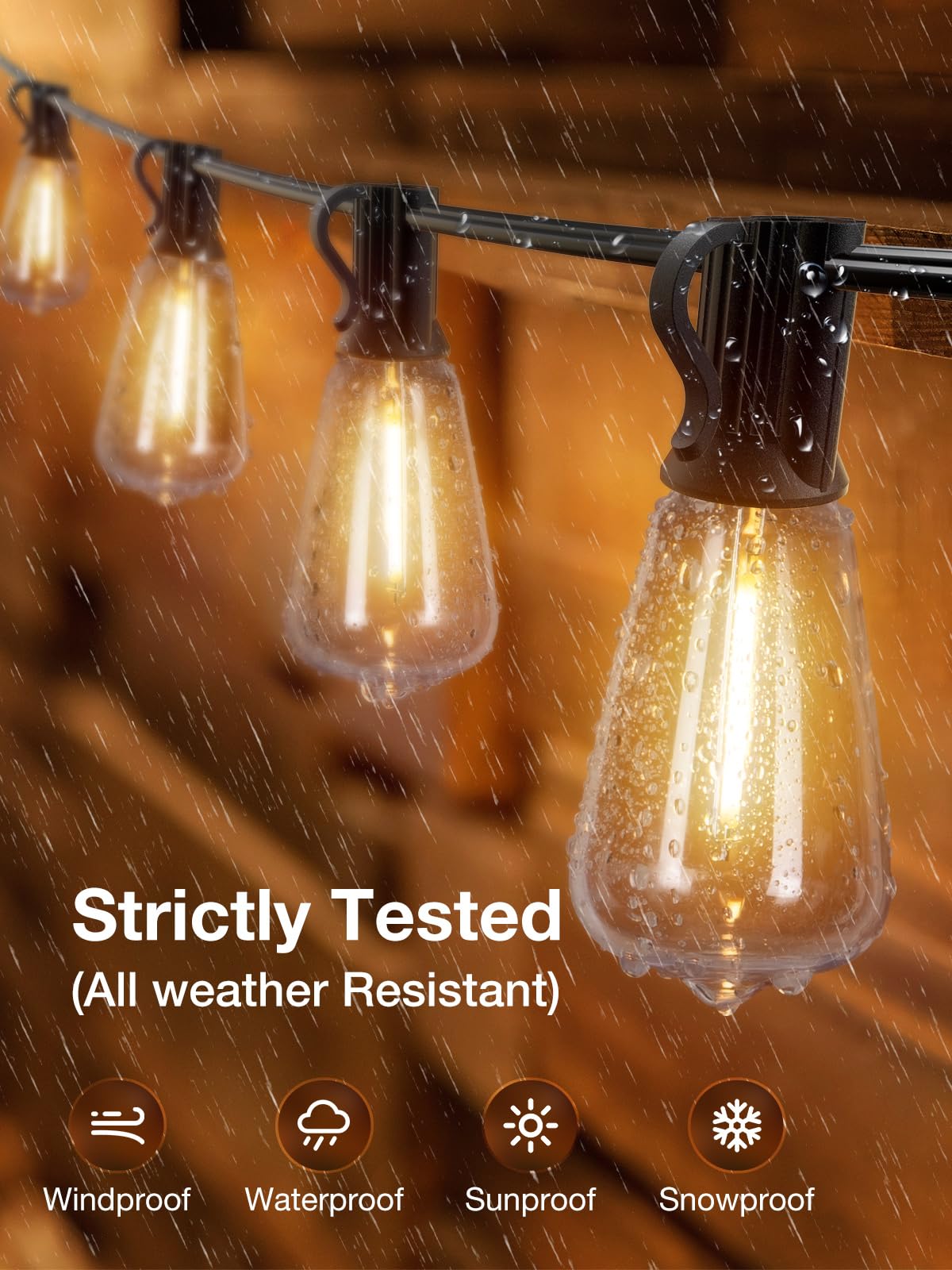 Addlon 150 Ft (3X50Ft) Outdoor String Lights With Remote,Waterproof Patio Lights Etl Listed With 45+3 Shatterproof Dimmable St38