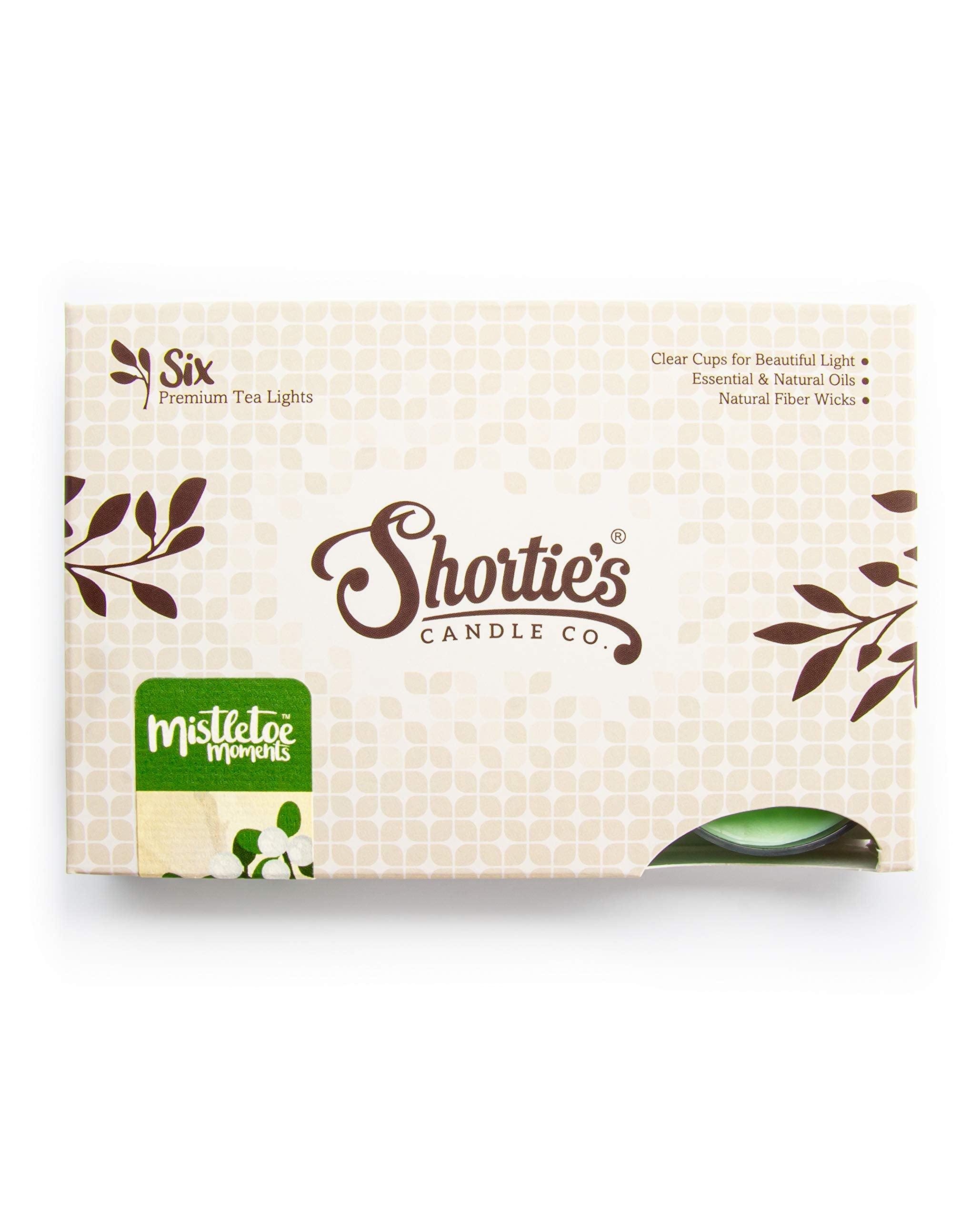 ShortieS Candle Company Mistletoe Moments Tealight Candles - 6 Green Paraffin Wax, Highly Scented With Essential Oils, Holiday Collection