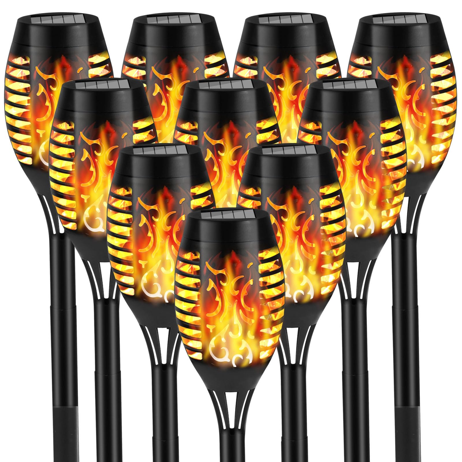KOLYC Solar Flame Lights Outdoor, 10 Pack Solar Torch Lights with Flickering Flame for Garden Decor - Waterproof Led Torches for