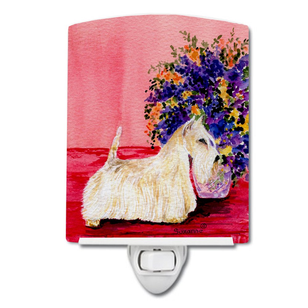 Caroline'S Treasures Ss8306Cnl Scottish Terrier Ceramic Night Light Compact, Ul-Certified, Ideal For Bedroom, Bathroom, Nursery, Hallway, Kitchen, 6X4X3, Multicolor
