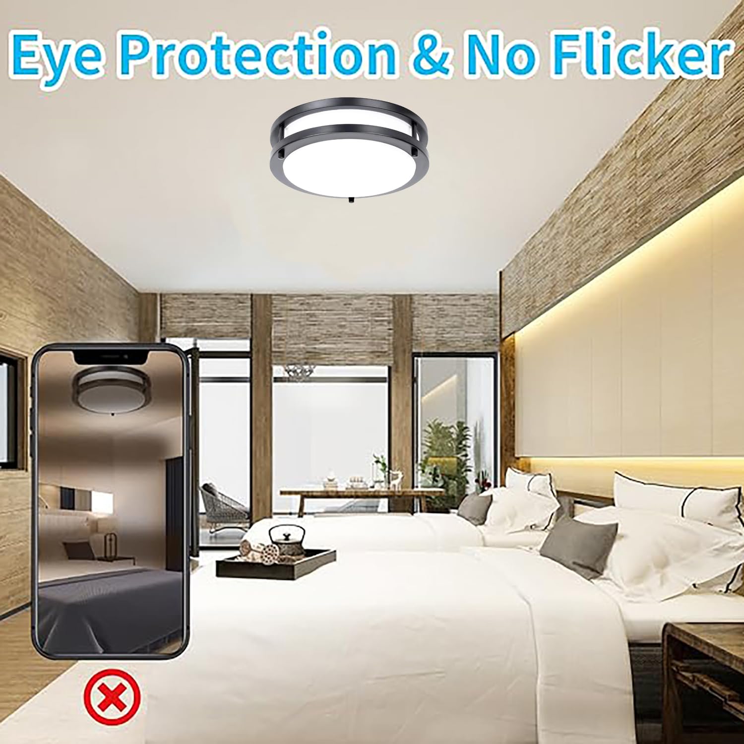 48W Dimmable Led Ceiling Light Fixture, 13.2In Flush Mount Light Fixture, Ceiling Lamp For Bedroom, Kitchen, Bathroom, Hallway,