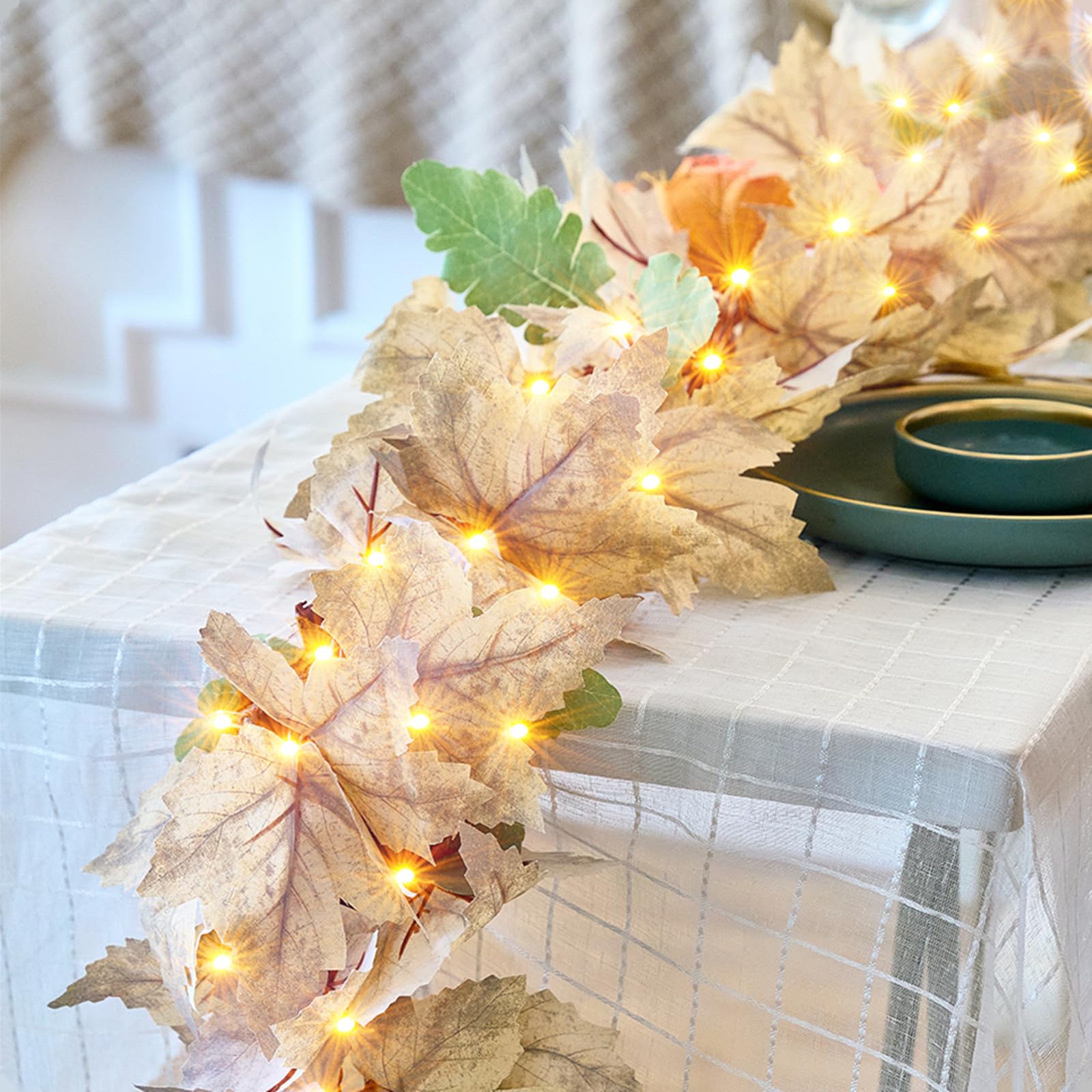 Meknow Fall Decorations - 3 Pack Plug-in Fall Lights, 50 Warm Incandescent Bulbs, UL Certified, Indoor/Outdoor, Model G0501A