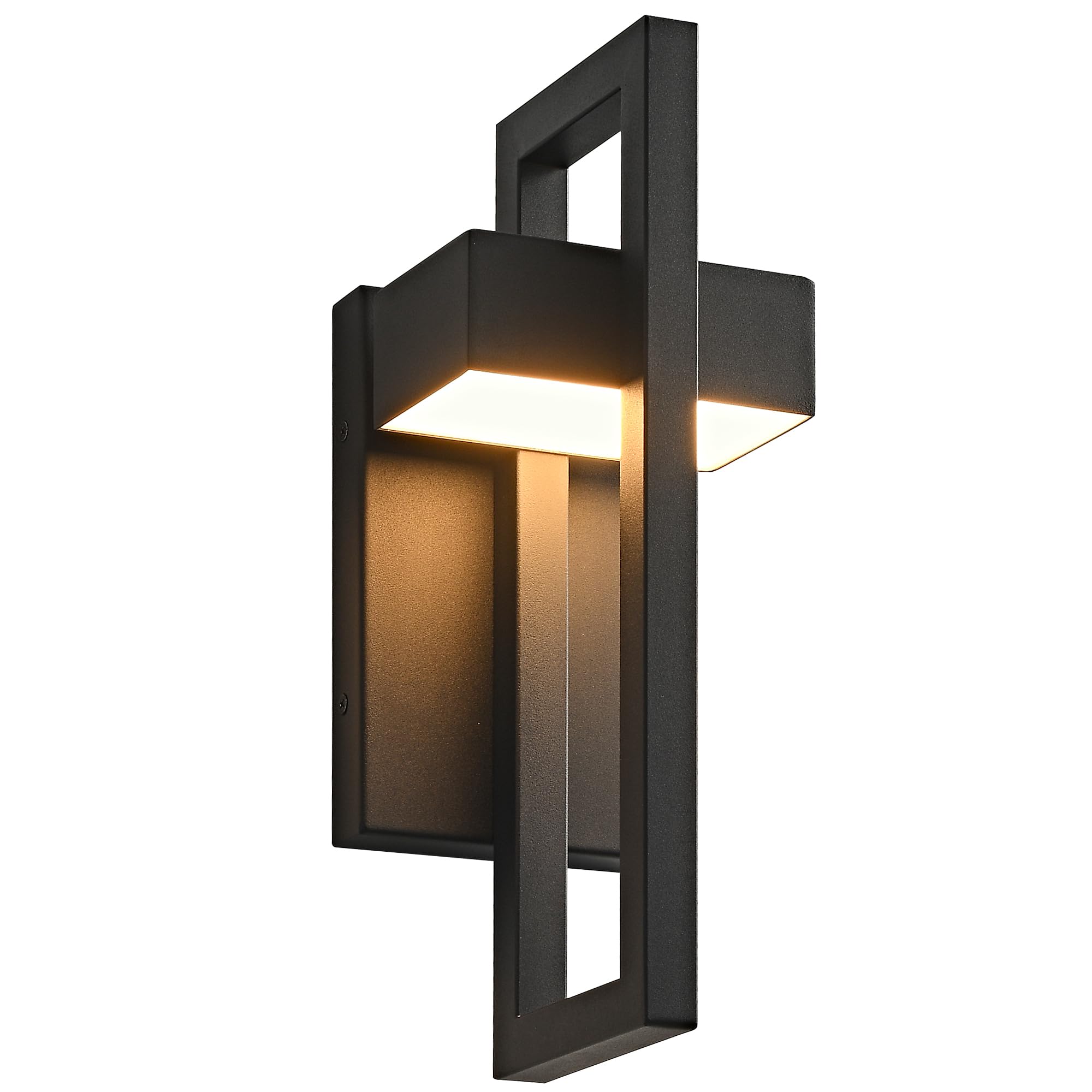 SIONLOM Outdoor Wall Lights Modern LED Exterior Lighting Fixtures  3000K 20W Outdoor Wall Sconce for Porch  Matte Black Outside Wall Mount Lights for Front Door House Garage (1pack)