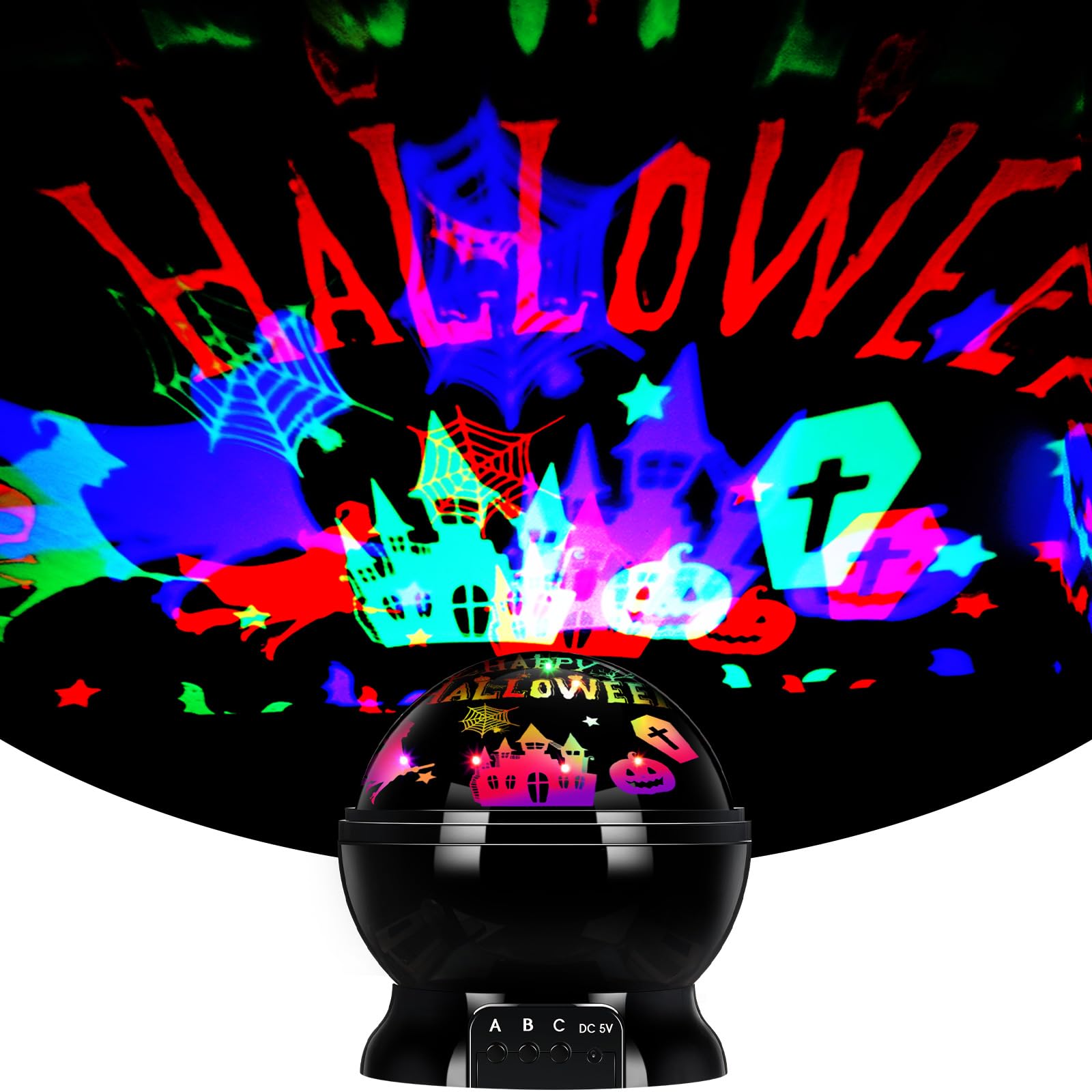 Rossesay Halloween Projector Lights Indoor Happy Halloween Projection Light Led Spooky Pumpkin Ghost Spider Decorative Outdoor Lighting Projectors For Halloween Party Holiday Garden Landscape Decor