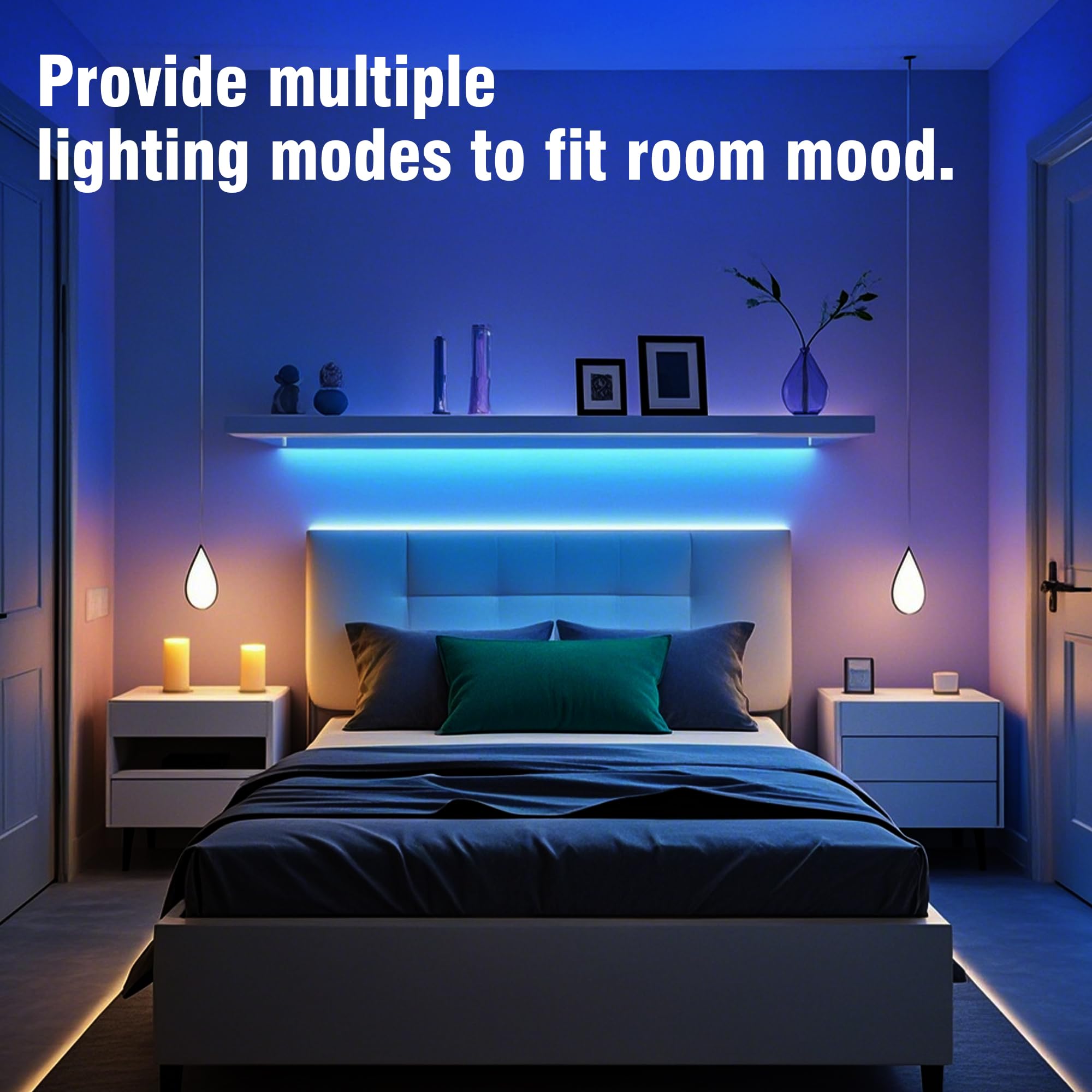 Volivo 65.6 Ft Led Strip Lights, Rgb Color Changing With 44 Keys Remote For Home Decoration