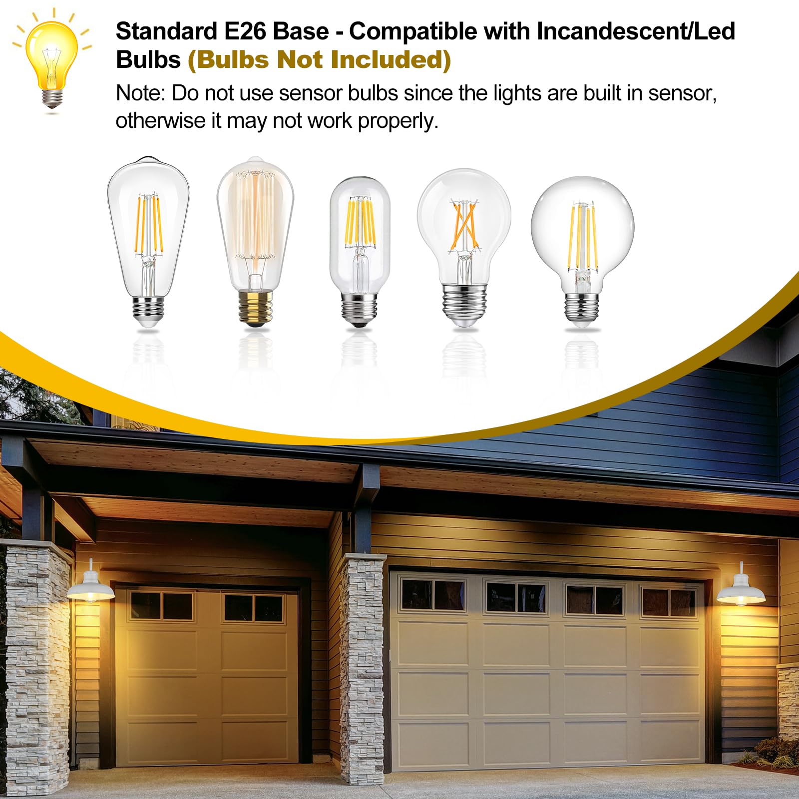 TOBUSA 2-Pack Outdoor Wall Lights, 11.5" Waterproof Gooseneck Barn Sconces, White, Model B11023PP