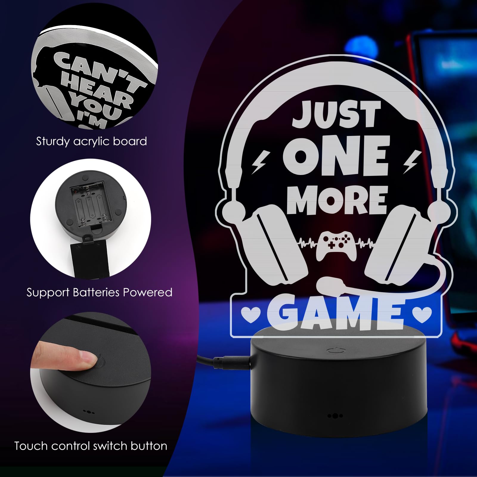 Gamer Gifts For Teenage Boy Girls Easter Basket Stuffer  Boyfriend Birthday Gift Cool Christmas Gift For Men Dad Son Daughter 2025 Graduation Gift  Led Light Up Gaming Lamp Acrylic Gaming Night Light