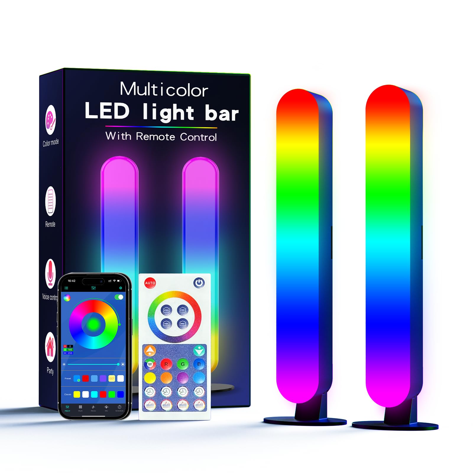 LED Light Bar, Music Synced RGB Light Bars, 16 Million Colors Changing TV Light Bar with Remote &APP Control Timing Function, RG