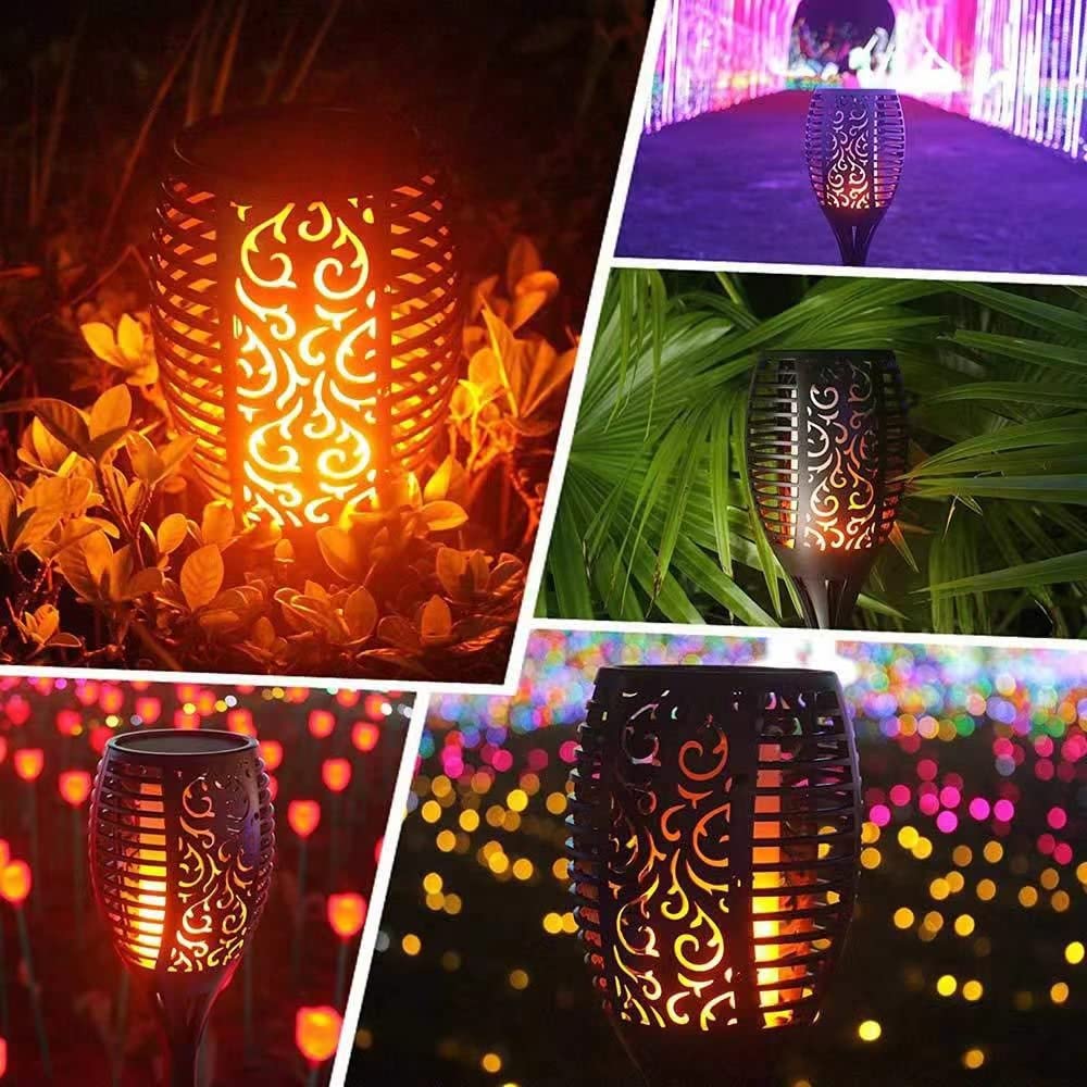 Liveasily Solar Torch Lights 4 Pack with Flickering Flame, Waterproof Outdoor Decorations, Auto On/Off Garden Lights