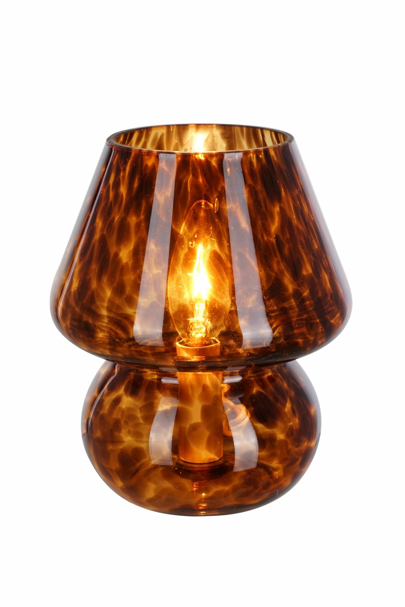 Catalina Lighting 8 Glass Mushroom Lamp, Brown Tortoise, Glossy Finish