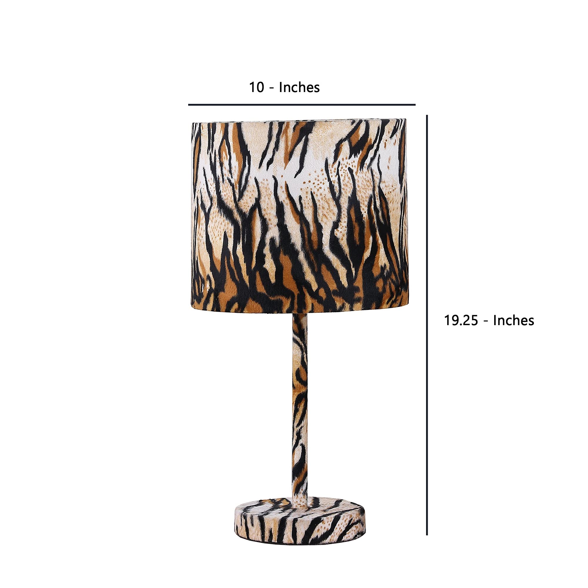 Benzara Table Lamp Fabric Wrapped Striped Animal Print Model BM233928 Brown Black