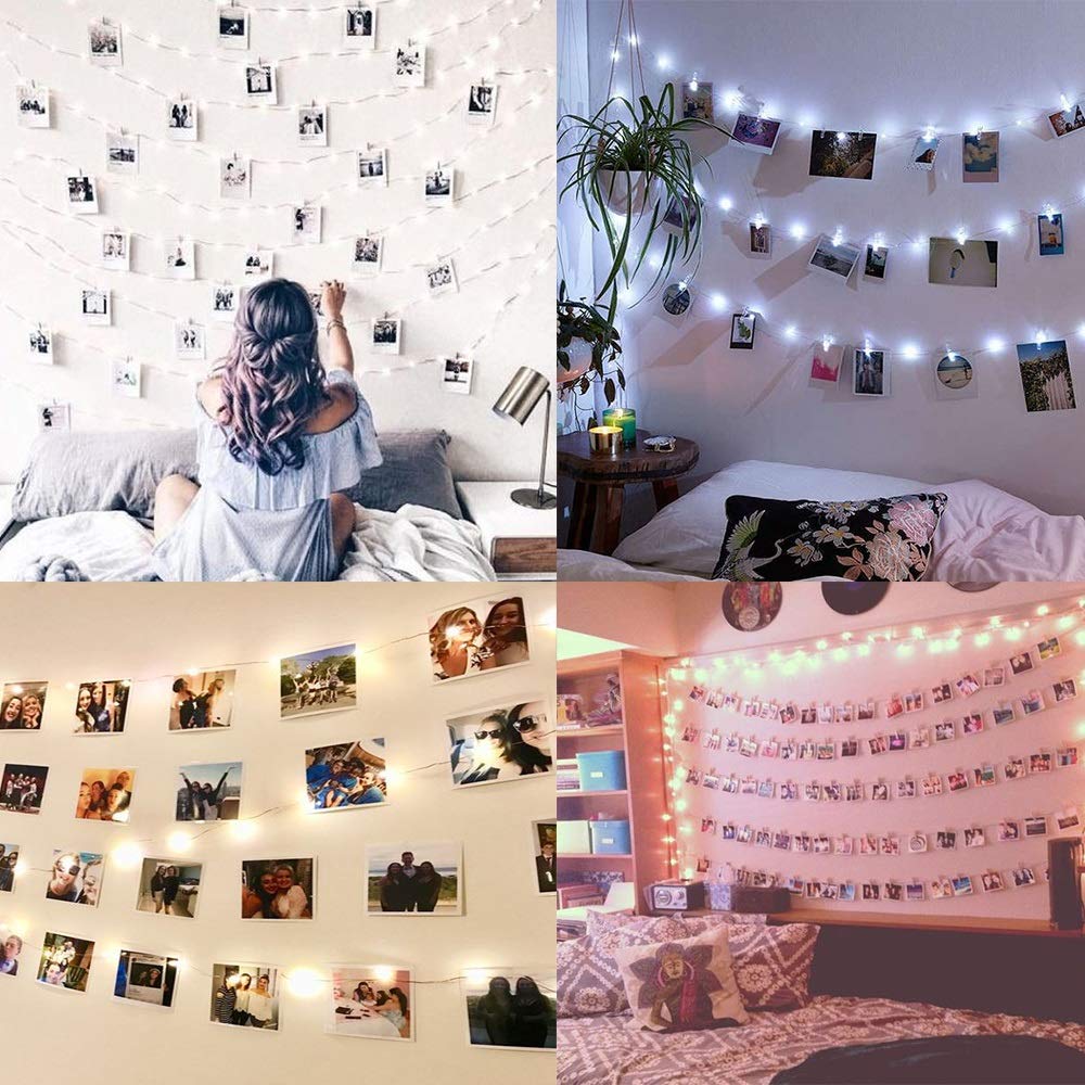 20 Led Photo Clip String Lights, 6.56Ft 10 Color Changing Battery Operated & Usb Fairy Lights With Remote Timer For Hanging Photo Banner, Cards, Memos, Picture Holder, Indoor Ambiance Wall Decor