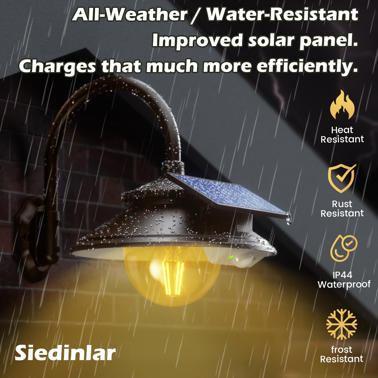 Siedinlar Solar Barn Light Outdoor 3 Modes 2 Lighting  Garage Shed Light Gooseneck Farmhouse Wall Light Waterproof With Remote/Motion Sensor For Garage Barn Shed Chicken Coop Dark Bronze (2 Pack)
