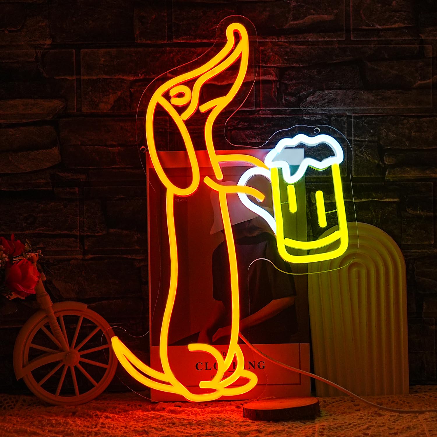 Lulanmp Dachshund Neon Sign For Wall Decor Dachshund Drink malt-inspired Light Up Sign For Pet Store Cute Dog Neon Lights malt-inspired Led Neon Light For Pet Shop Bar Pub Party Decor Gift For Dog Lover(16.9*11.4)