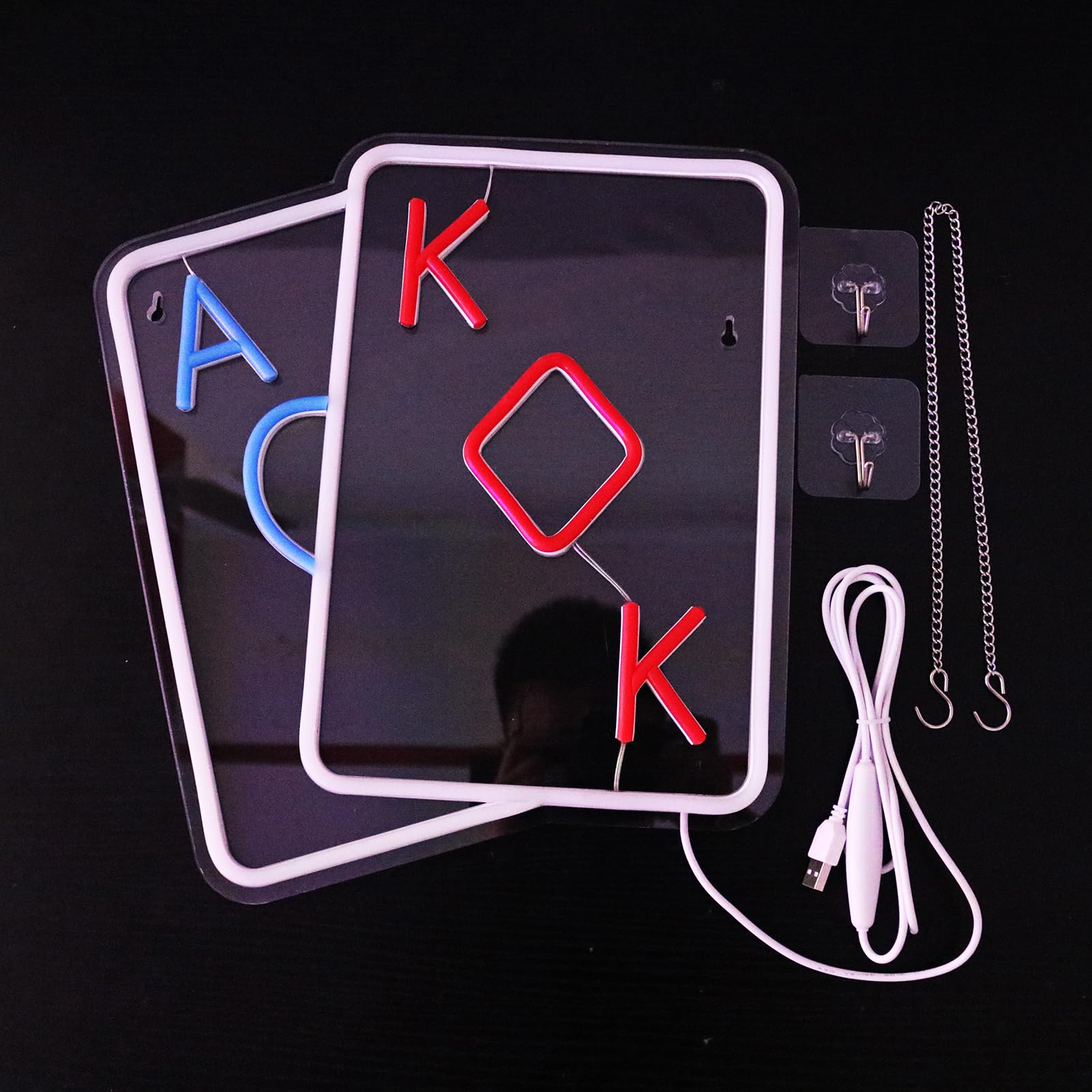 Generic board-style Neon Sign - Dimmable USB Power, Acrylic Material, 14.1inx13in, Red Blue Color, board-style Theme Decor