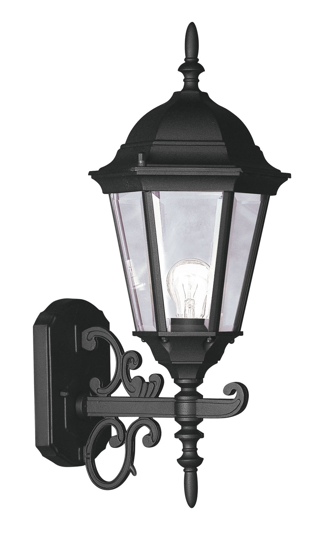 Livex Lighting Outdoor Wall Lantern, Black, Aluminum, 20in x 8in x 20in, Clear Beveled Glass Shades, Model 7556-14