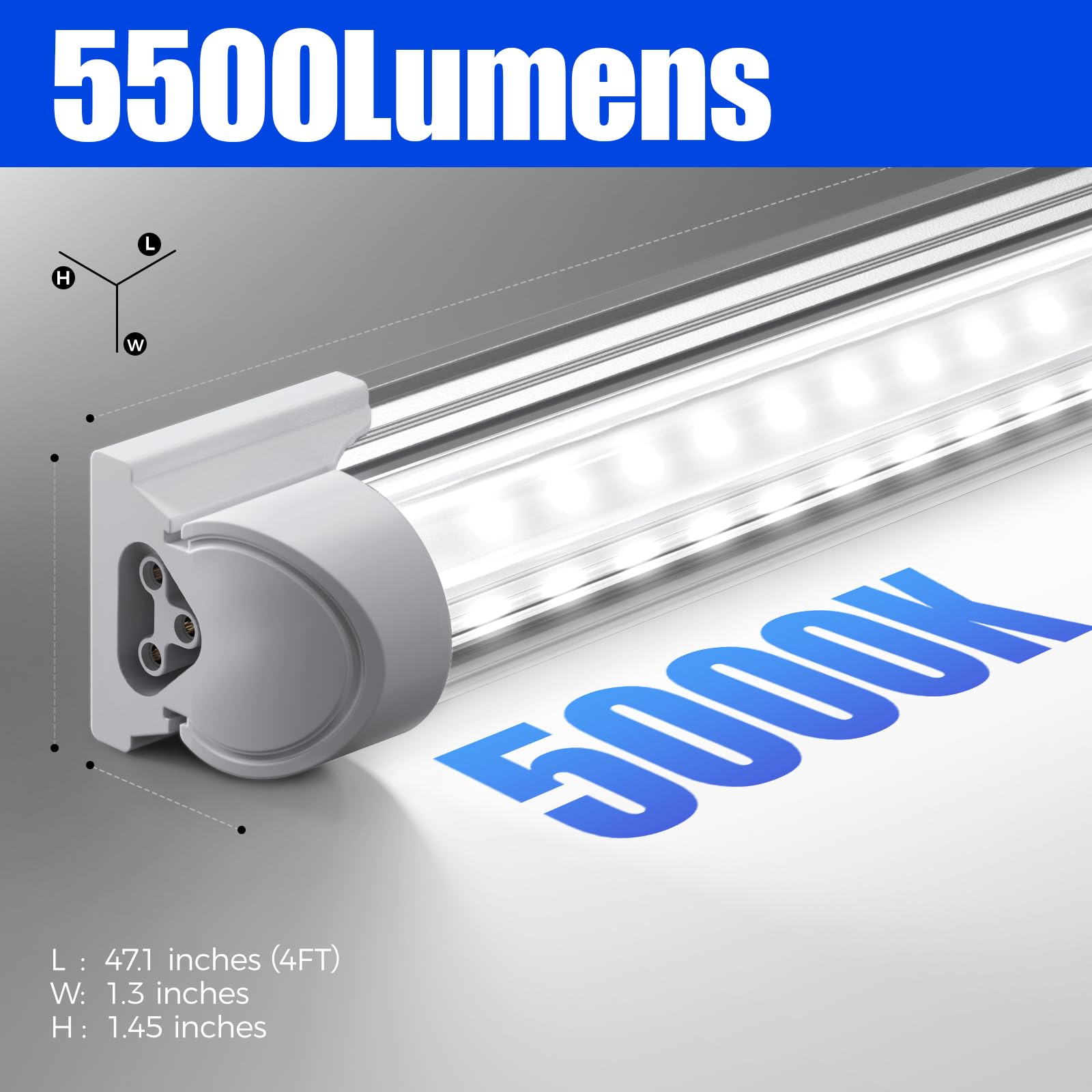 Barrina LED Shop Light 40W V Shape 4FT Integrated Fixture Pack of 6 5000K Daylight White