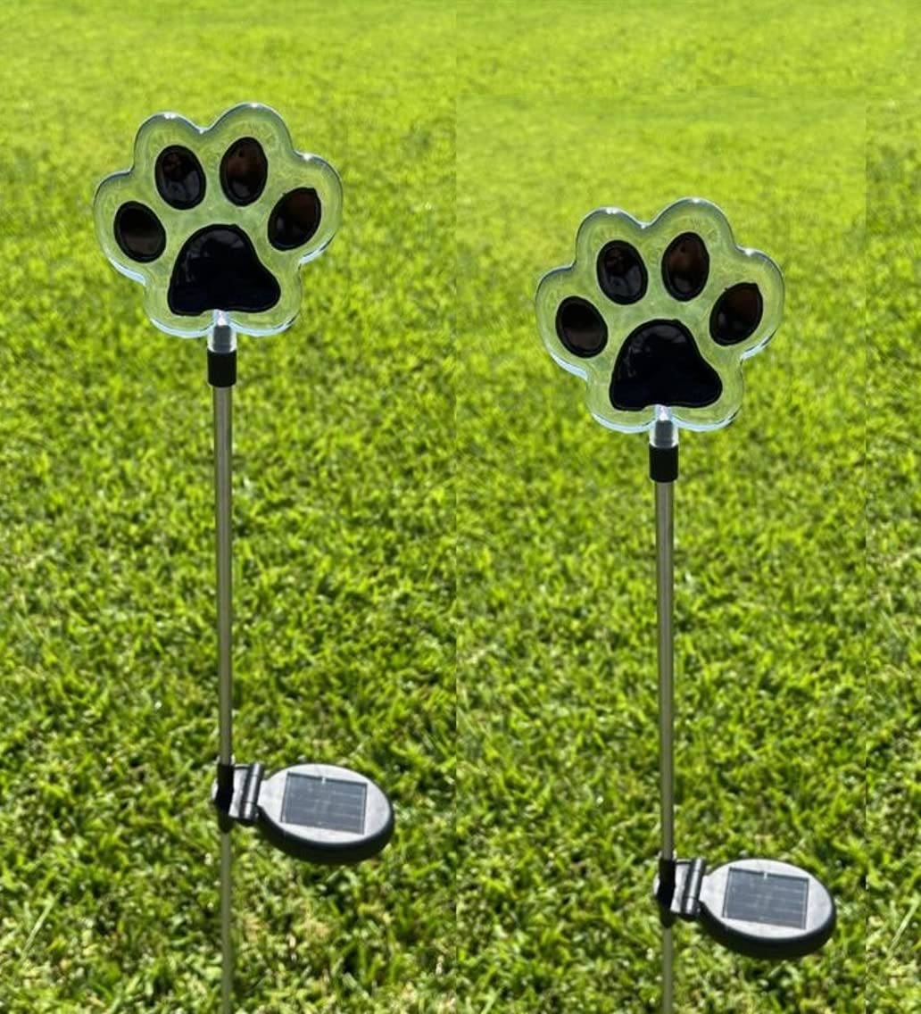 Starry Illuminate 2 PCS Solar Color Changing Style Garden Stake Light Pathway Stake Light (Dog Paw)