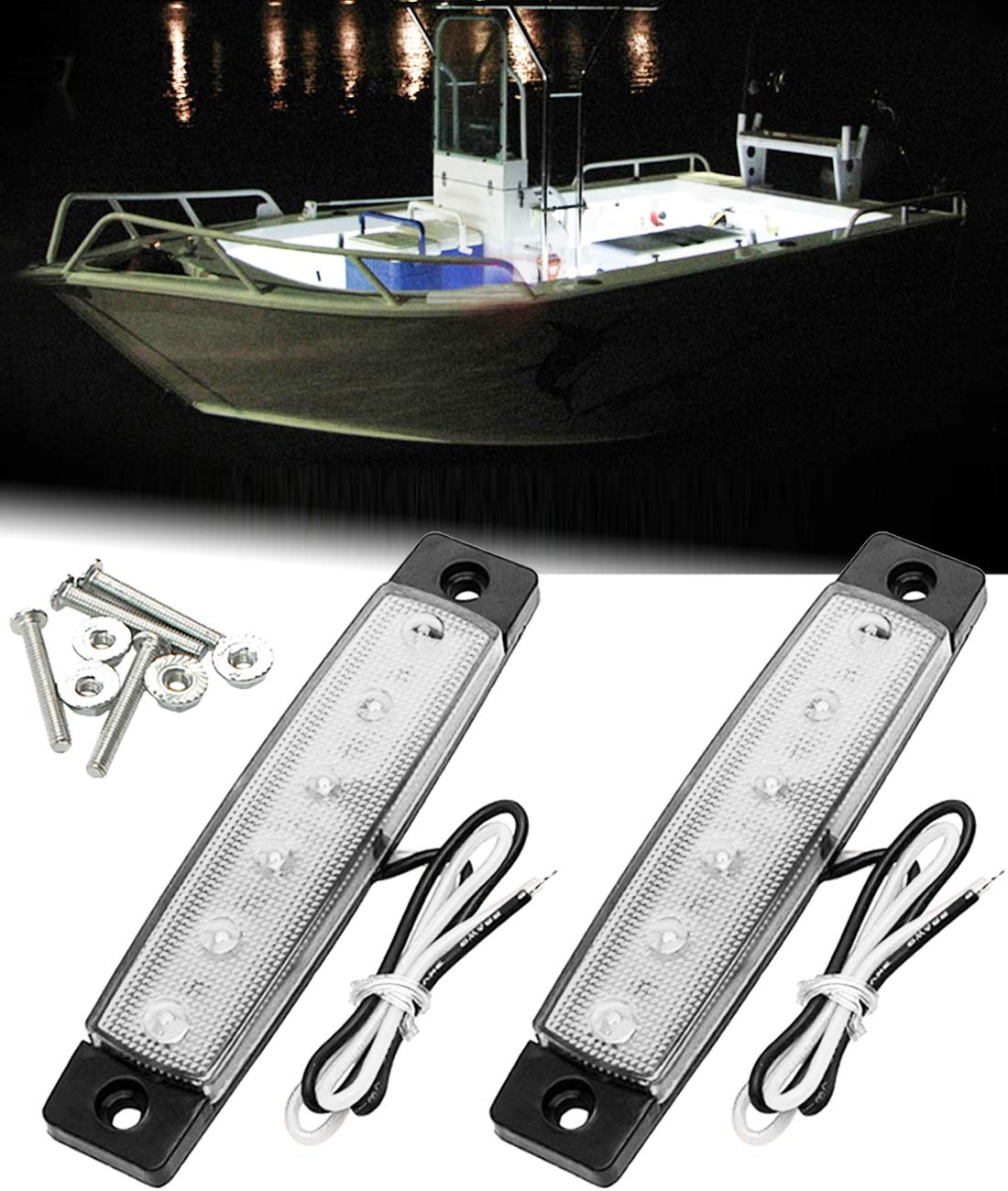 Shangyuan Led Interior Boat Lights, Utility Slim Strip Bar Light Fit Courtesy Lighting Cockpit Lights Navigation Light White (Pack Of 2)