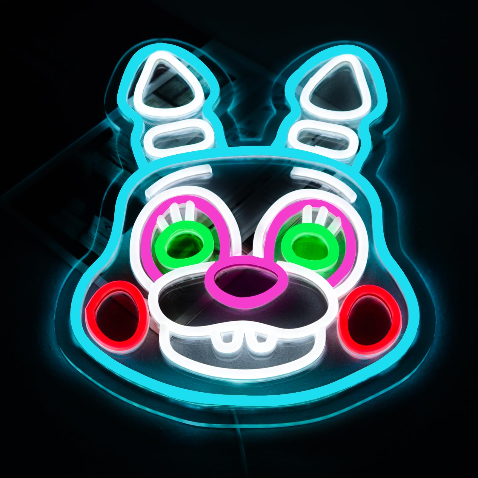 AHlove Neon Sign - Five Nights at Bonnie LED Light for Bedroom & Game Room, 16.1"x11.6", Colorful Wall Decor, Model NS-Bonnie-2
