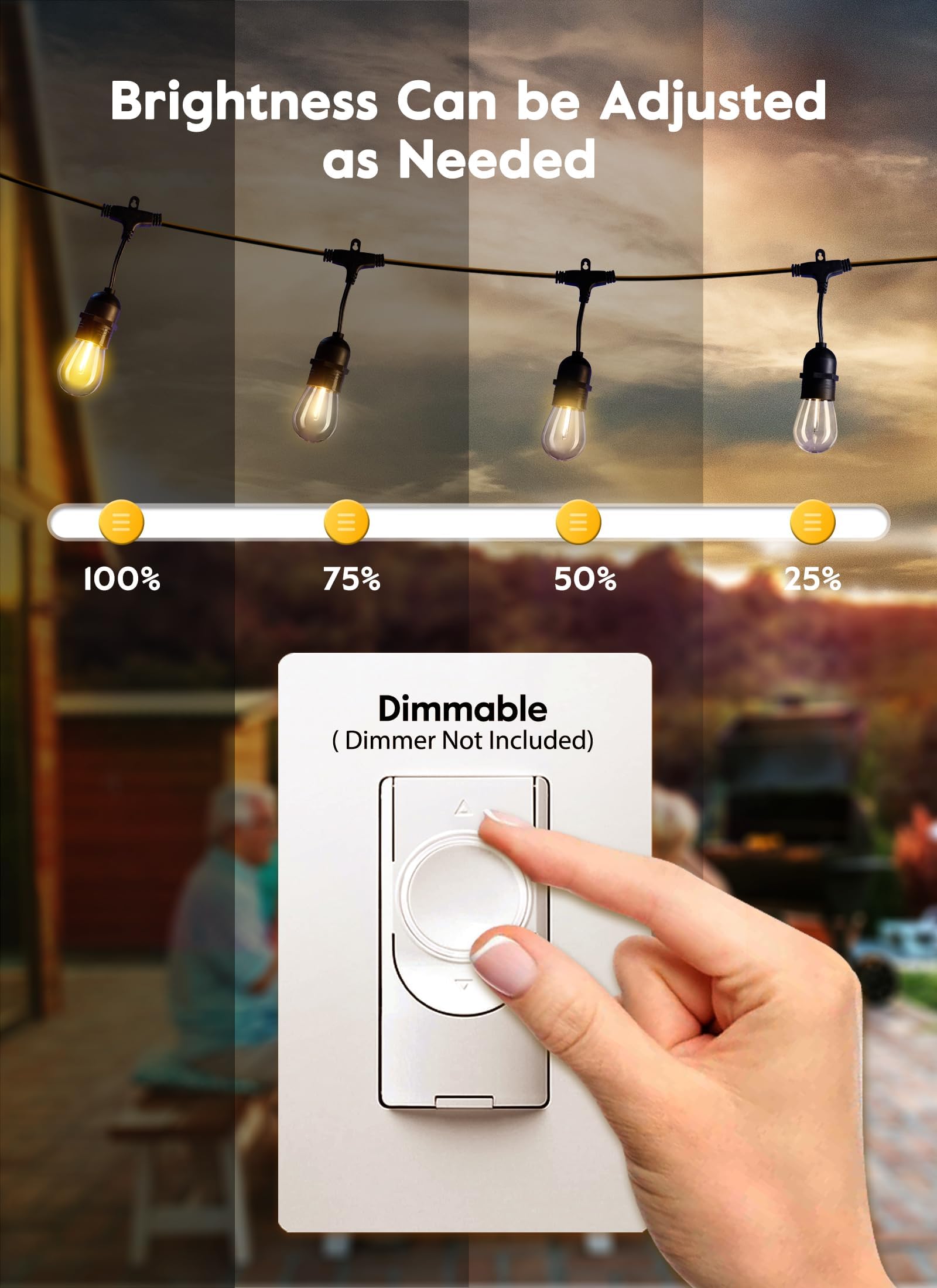 Minetom S14 LED Replacement Bulbs, 25 Pack, Warm White, Dimmable, Shatterproof, E26 Base, 0.6W Equivalent to 11W Incandescent